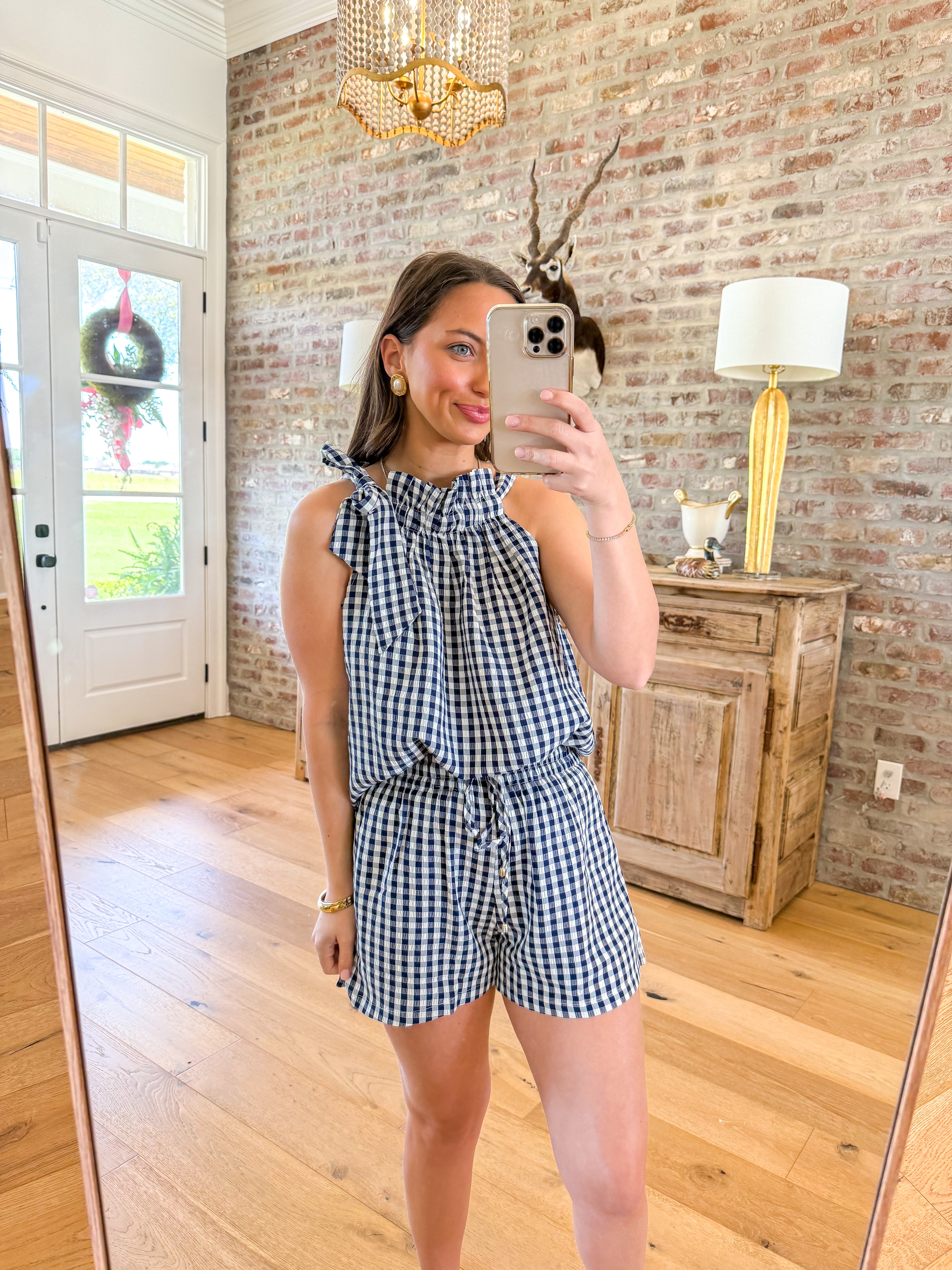 Navy Gingham Getaway Set