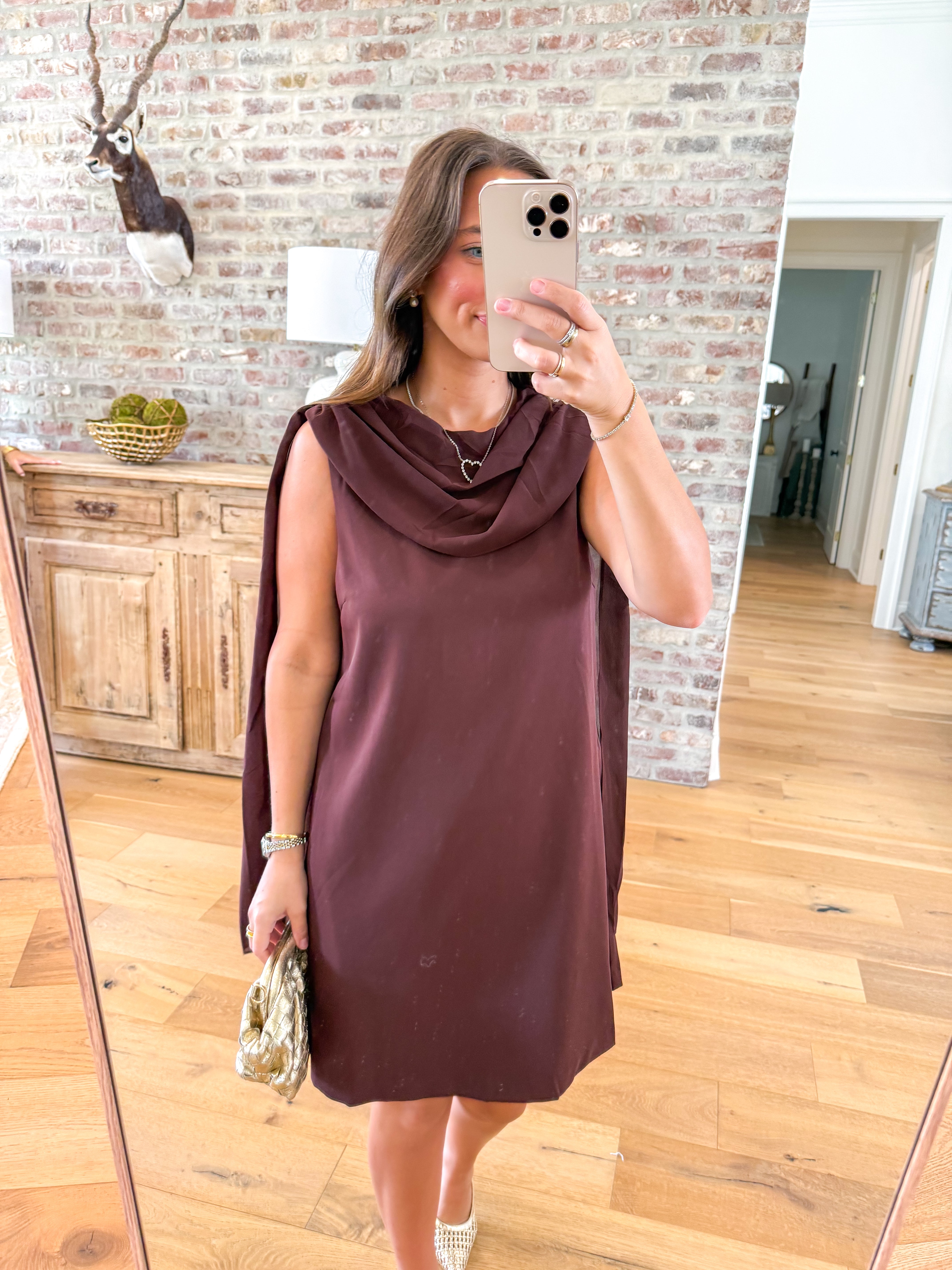 Cocoa Drape Mini Dress