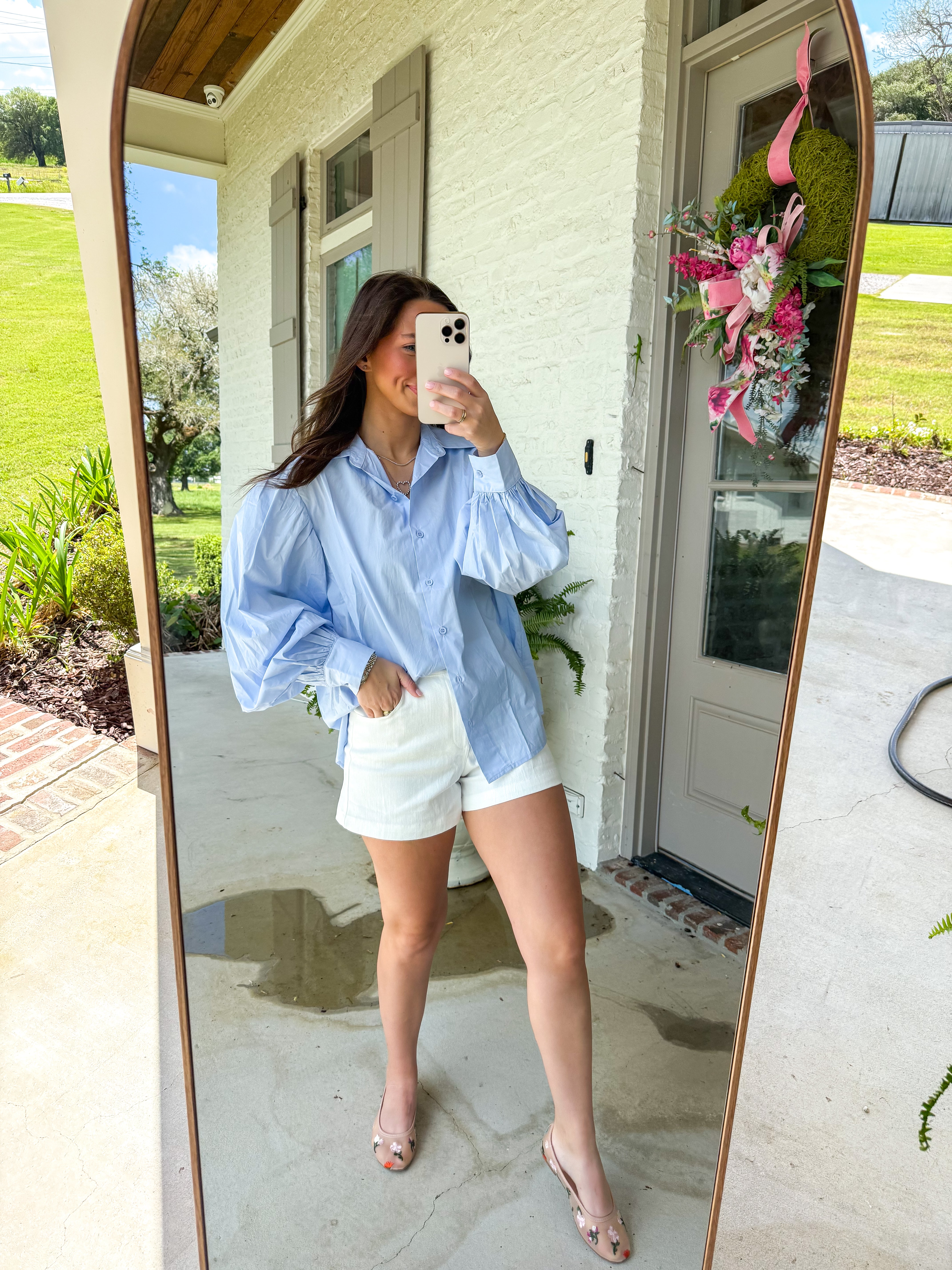 Arely Blue Puff Sleeve Shirt