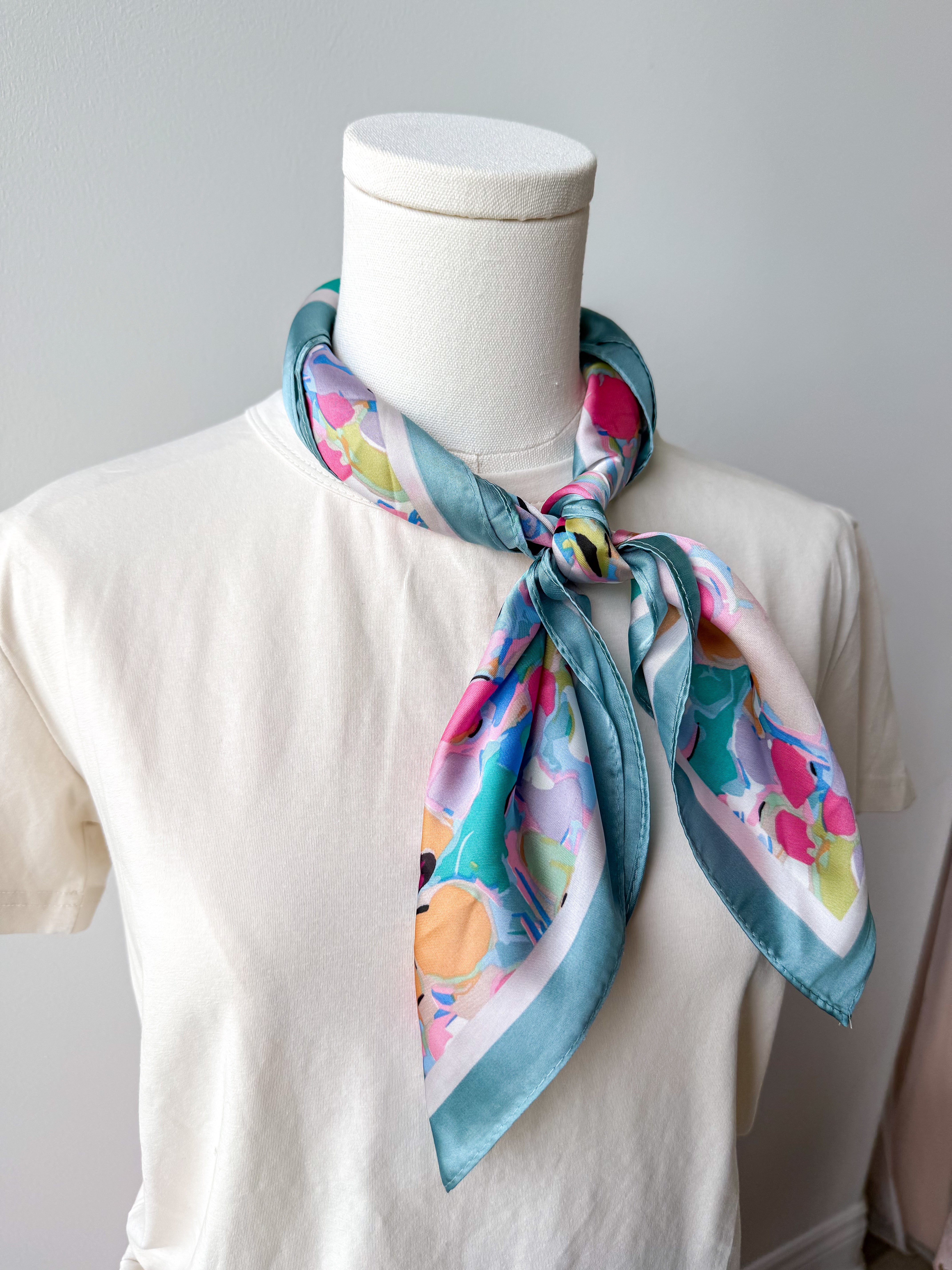 Sky Blue Colorful Abstract Scarf