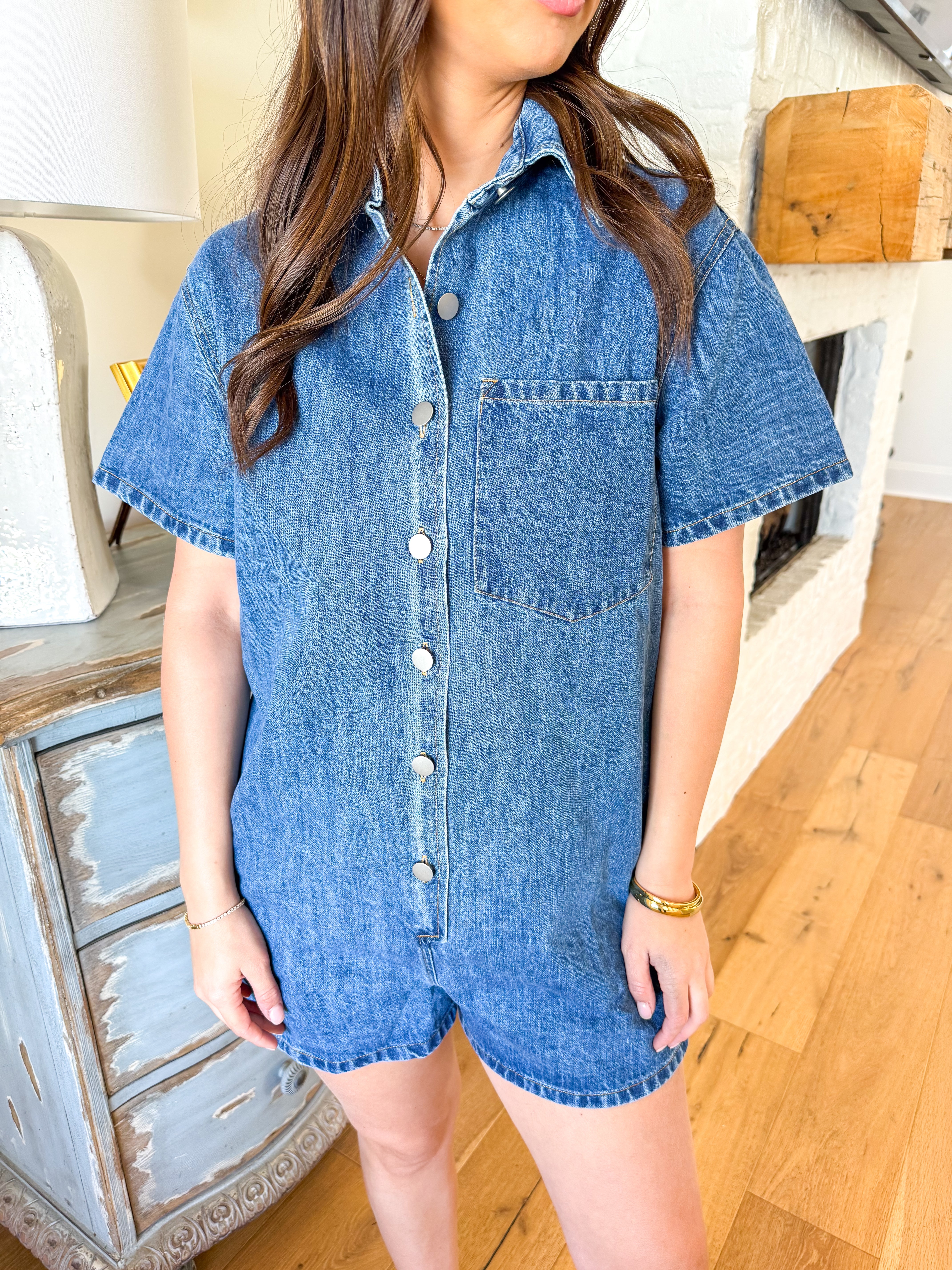 Isabel Denim Oversized Shirt Romper