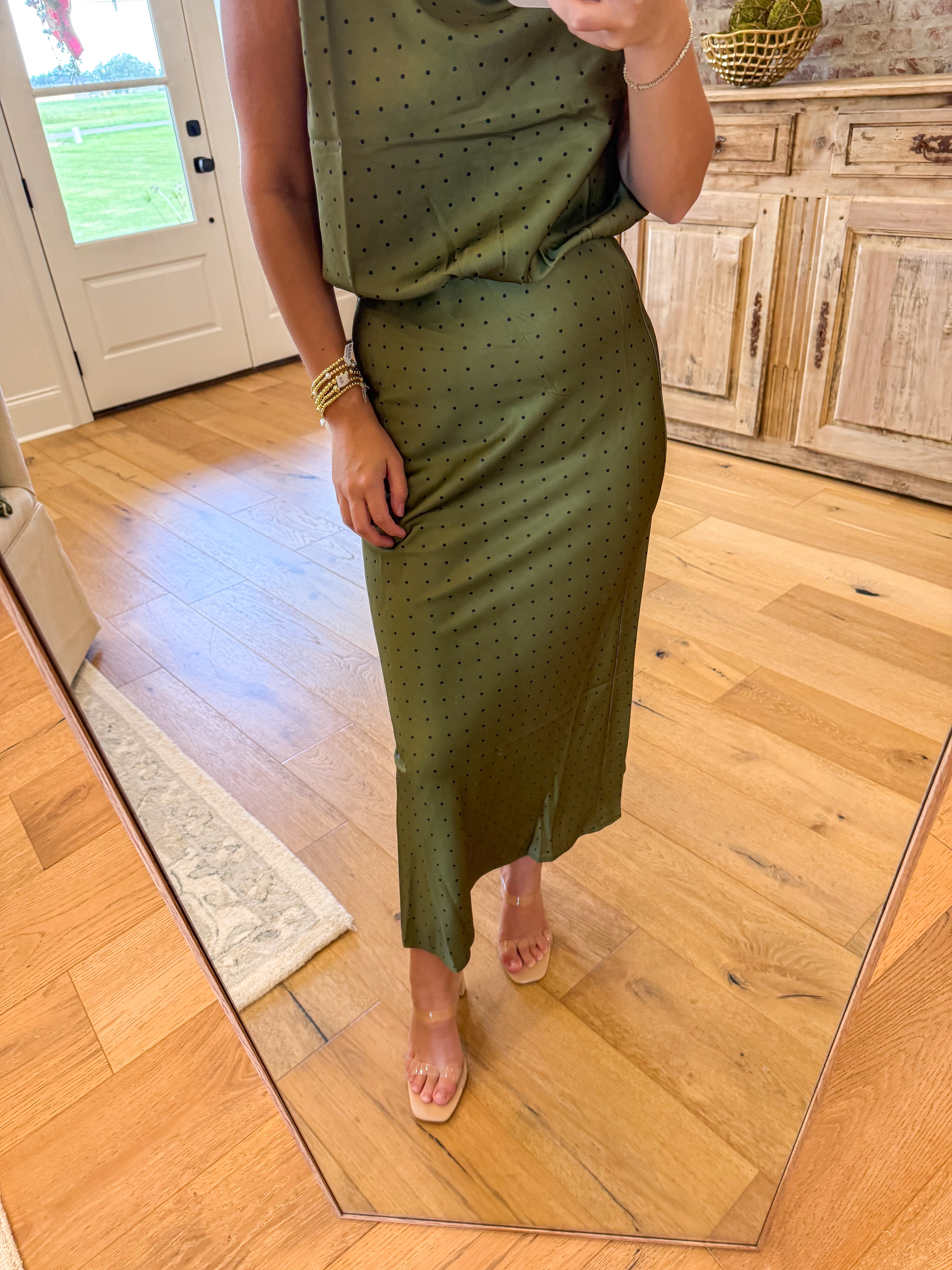 Dotted Darling Midi Skirt Olive