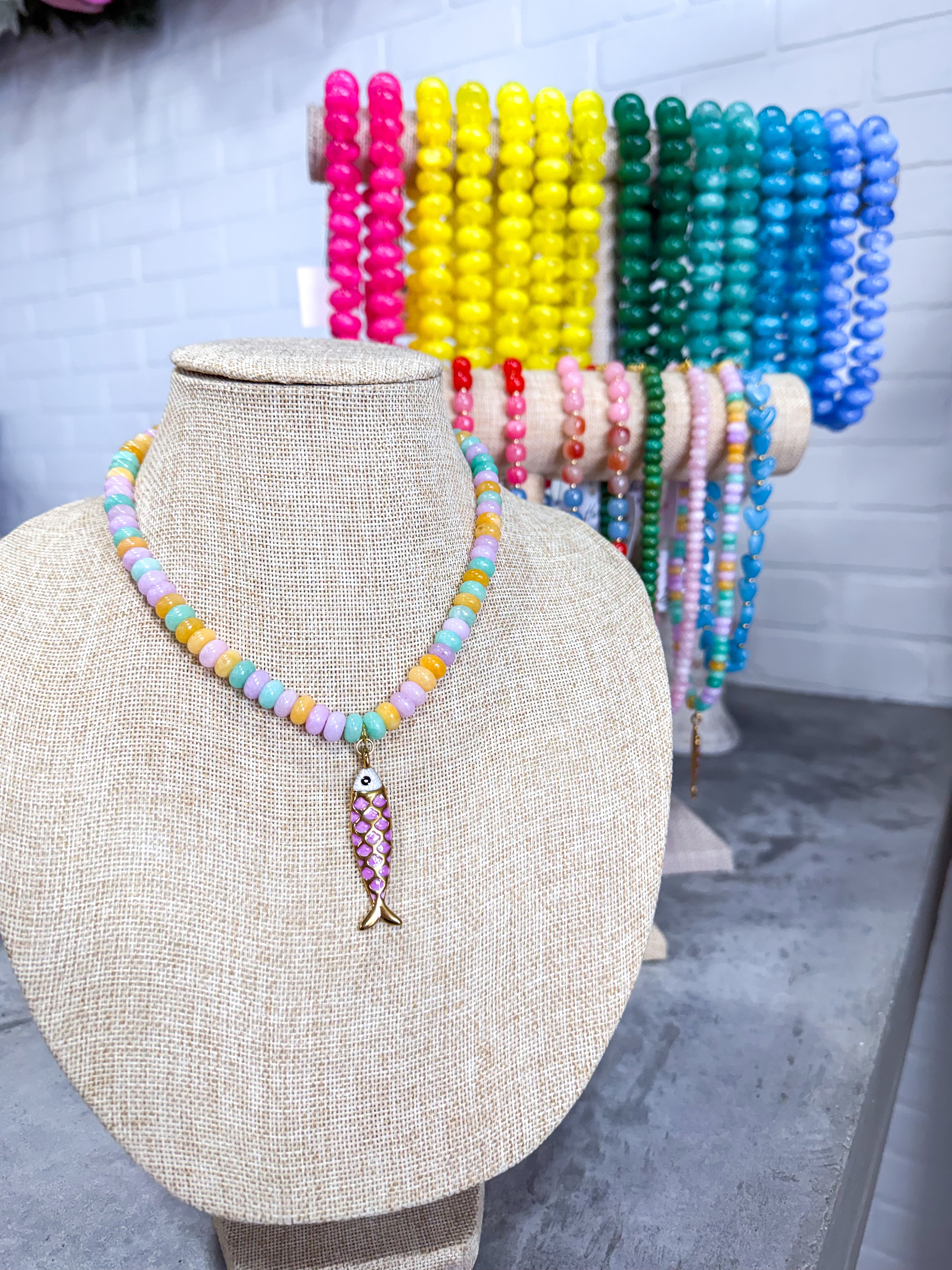 Pastel Beaded Sardine Necklace