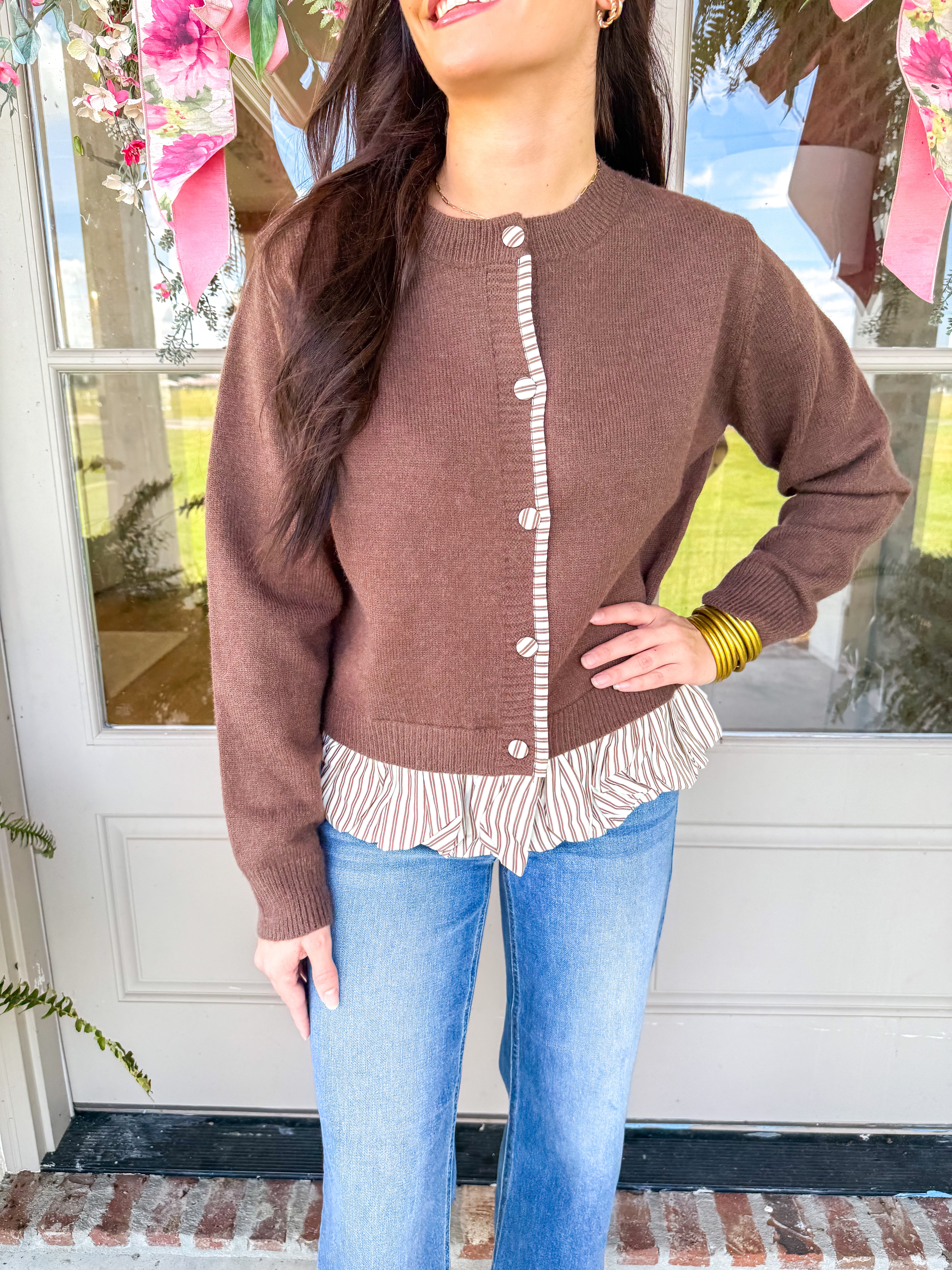 The Hazel Lace-Trim Cardigan