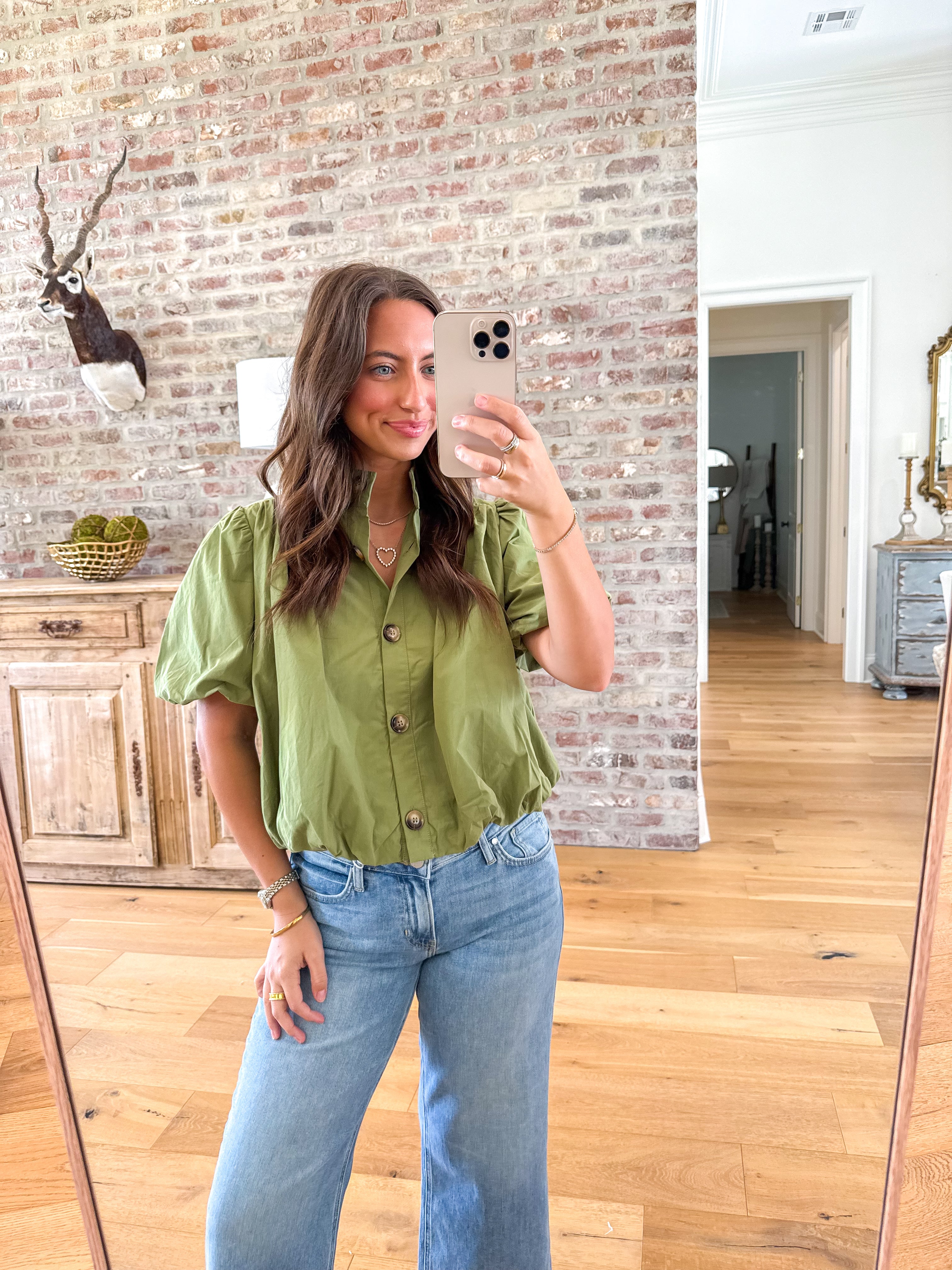 The Uptown Bubble Top Olive