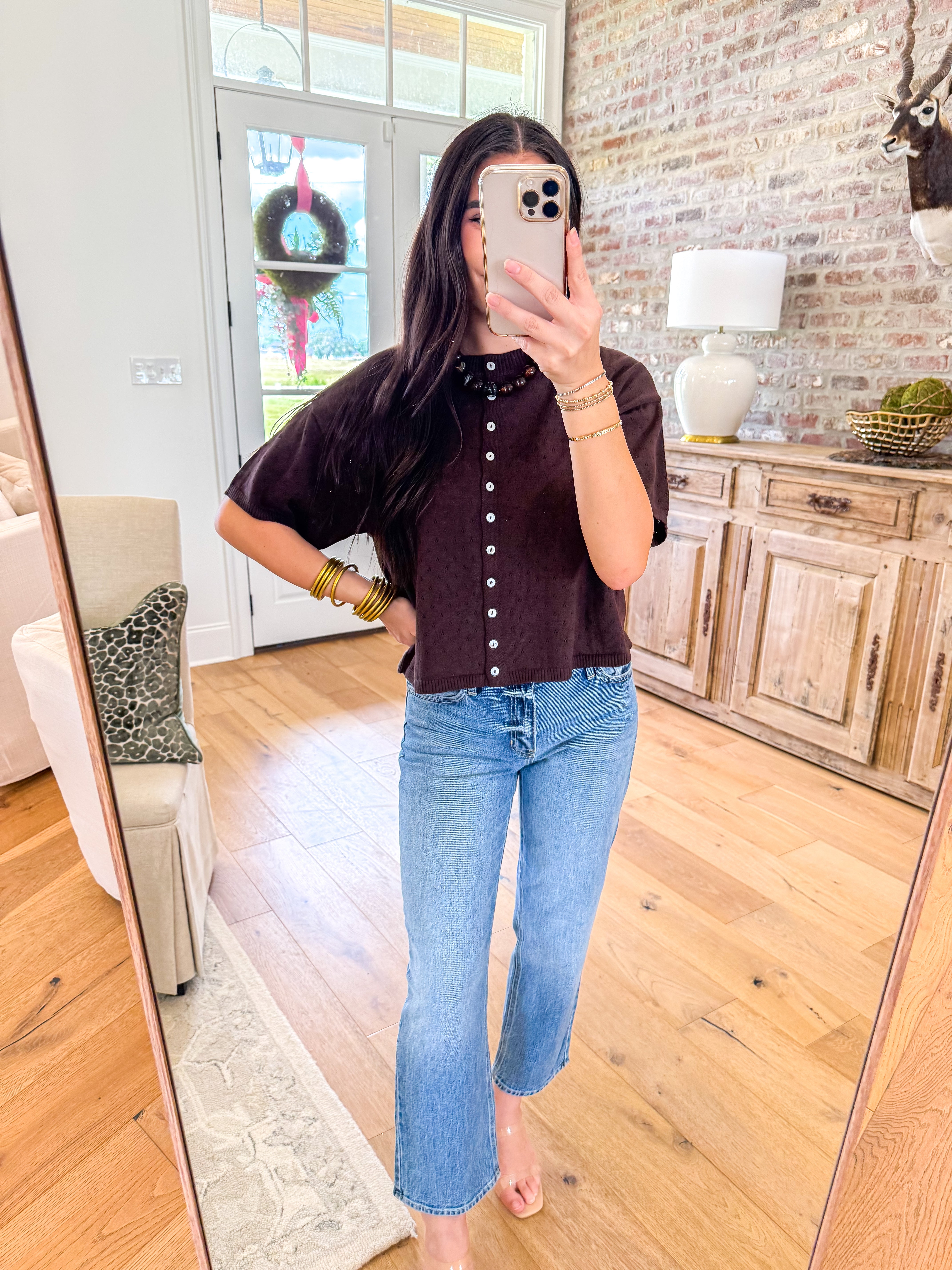 The Pointelle Perfect Cardigan Chocolate