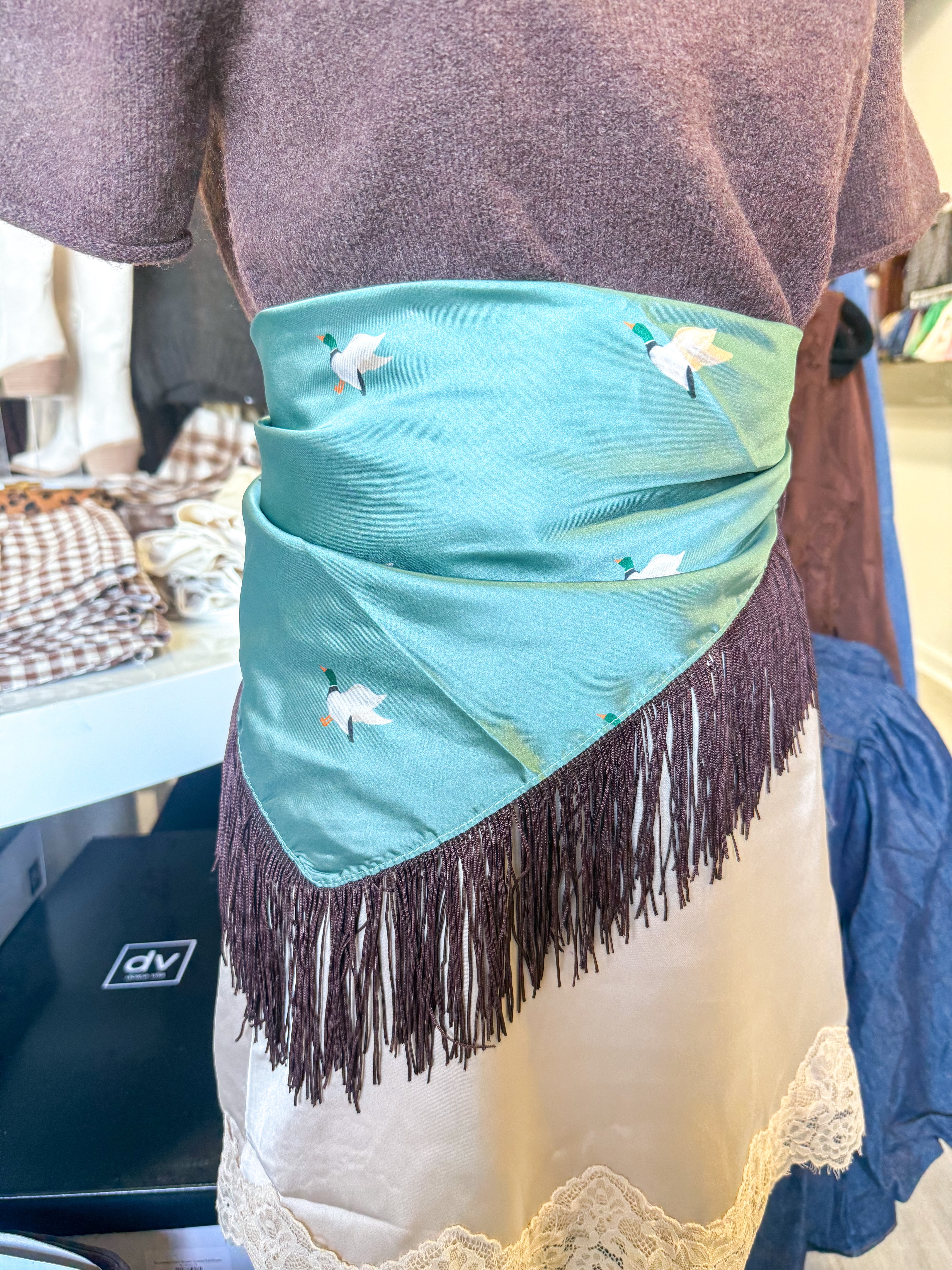 The Mallard Flight Brown Fringe Scarf
