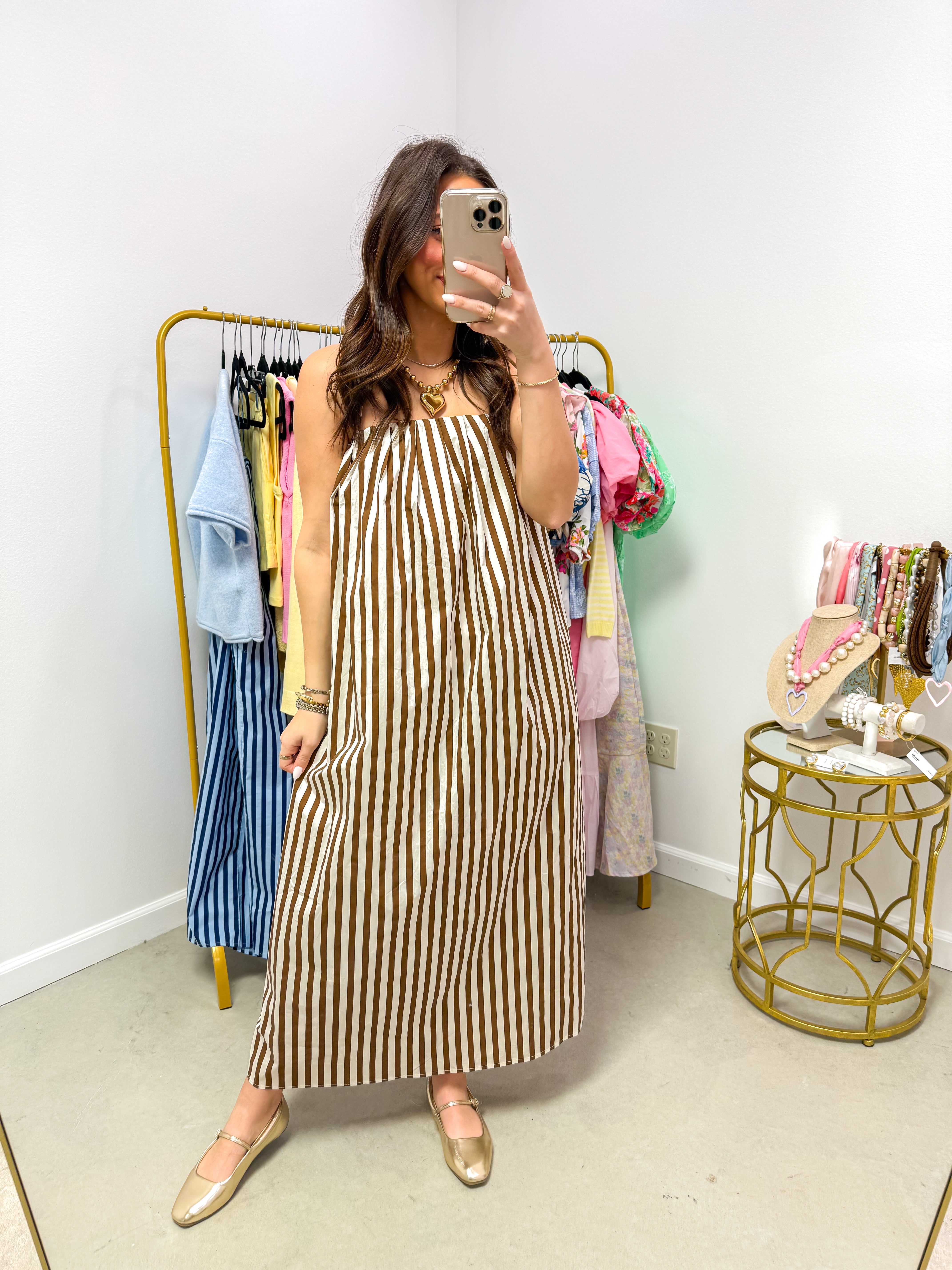 The Sweet Stripe Mocha Midi