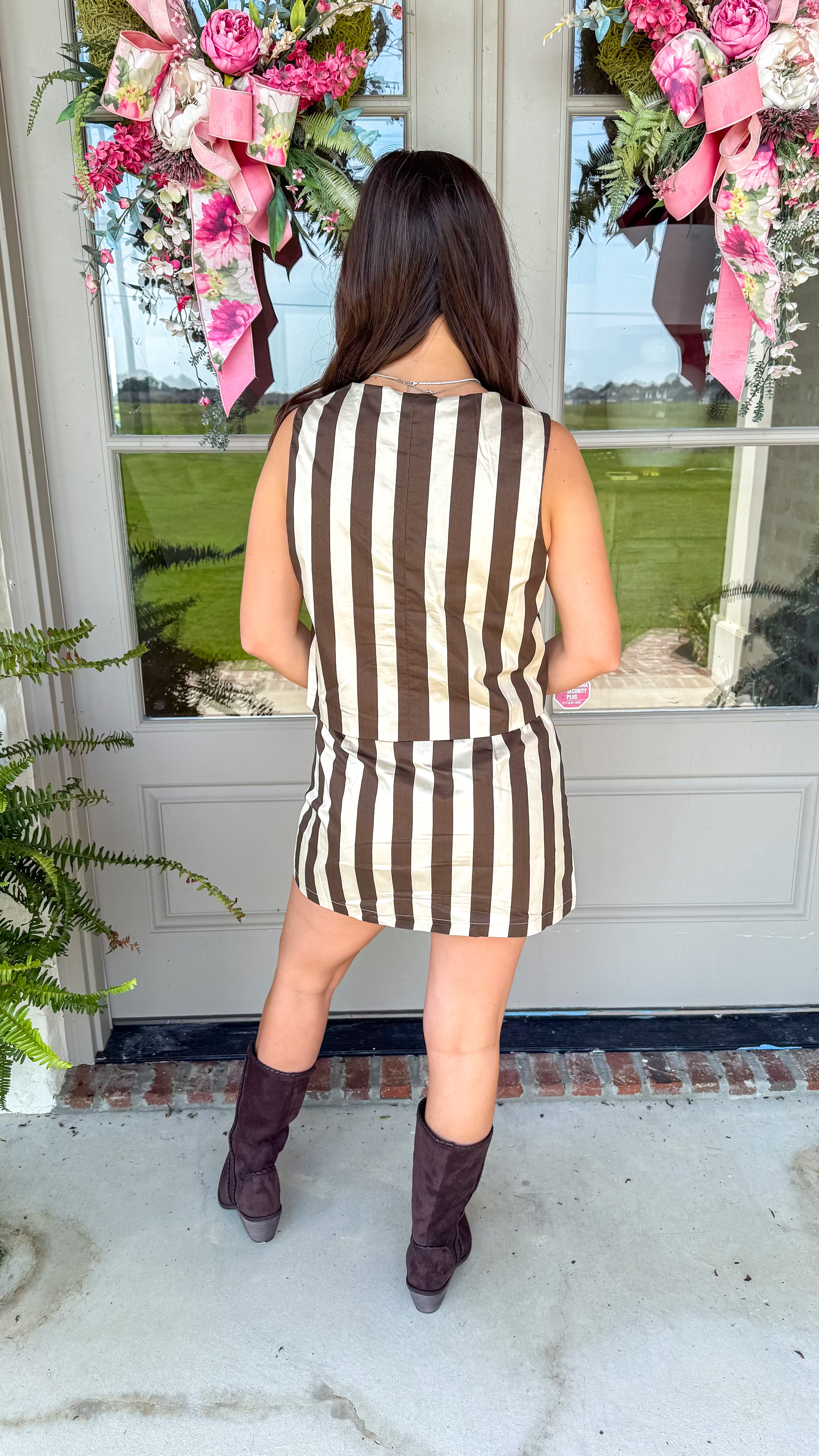 Brown & Cream Striped Poplin Set