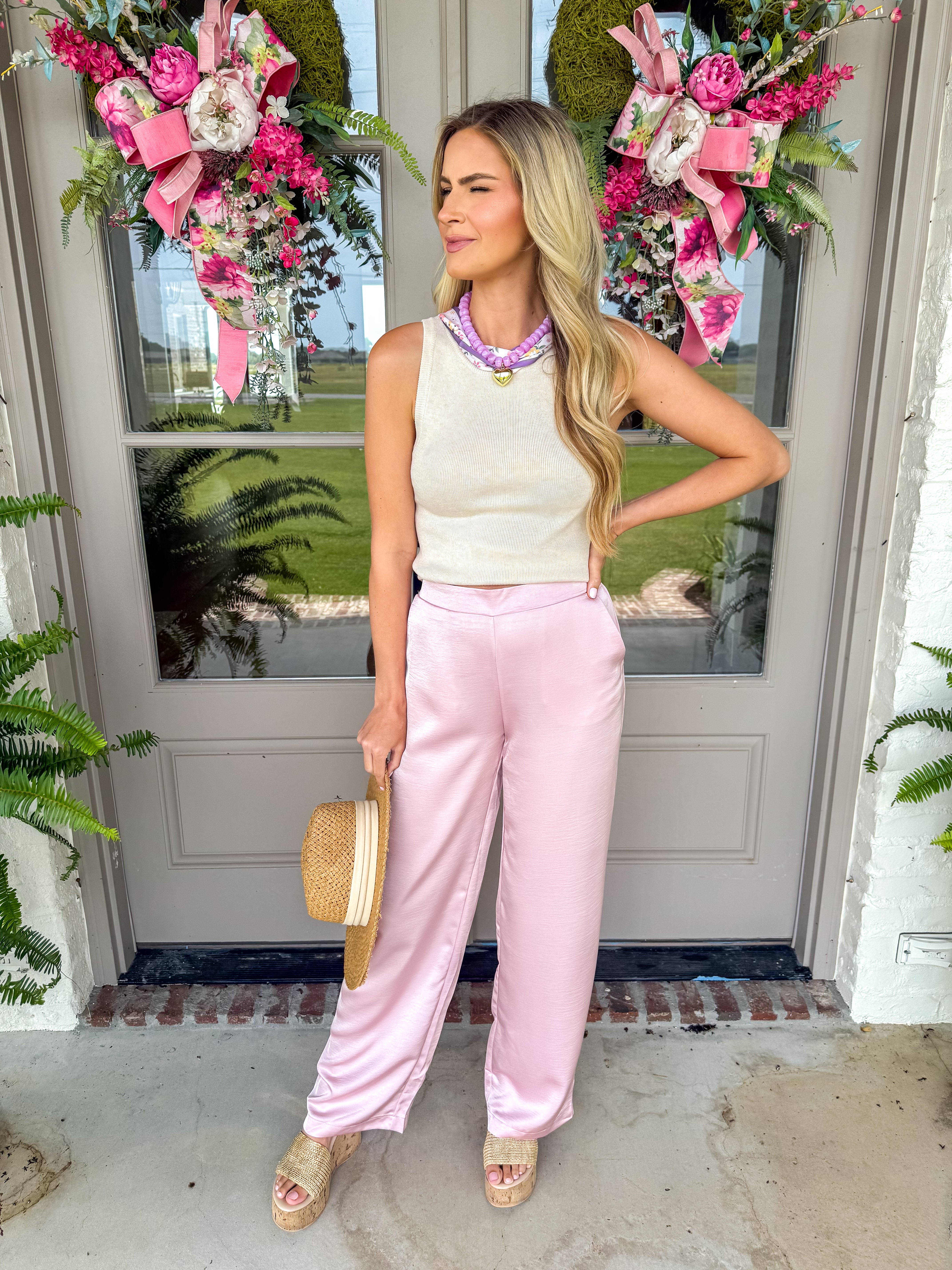 Southern Breeze Pink Wide-Leg Pants