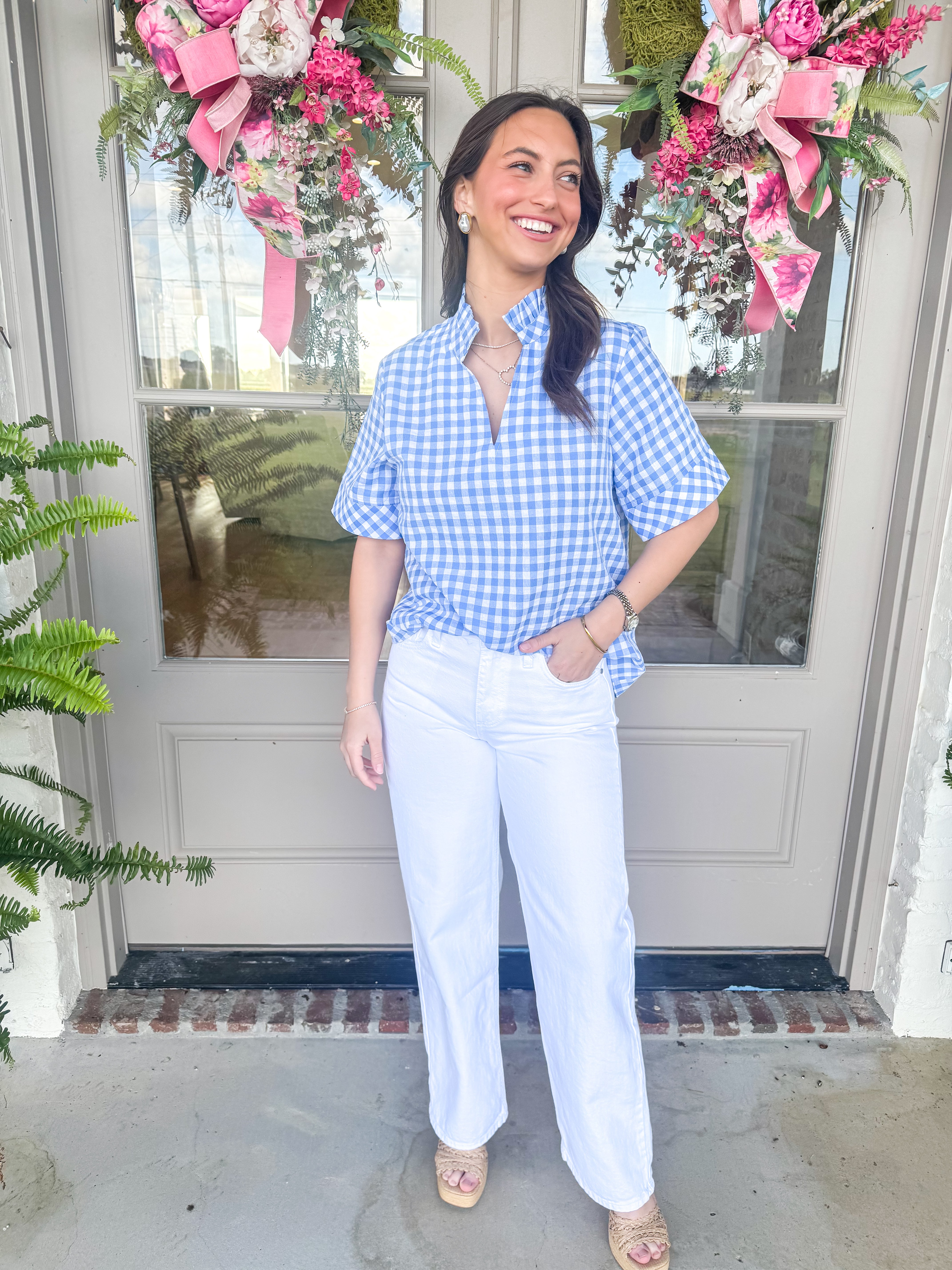 Harlow Blue Gingham Top
