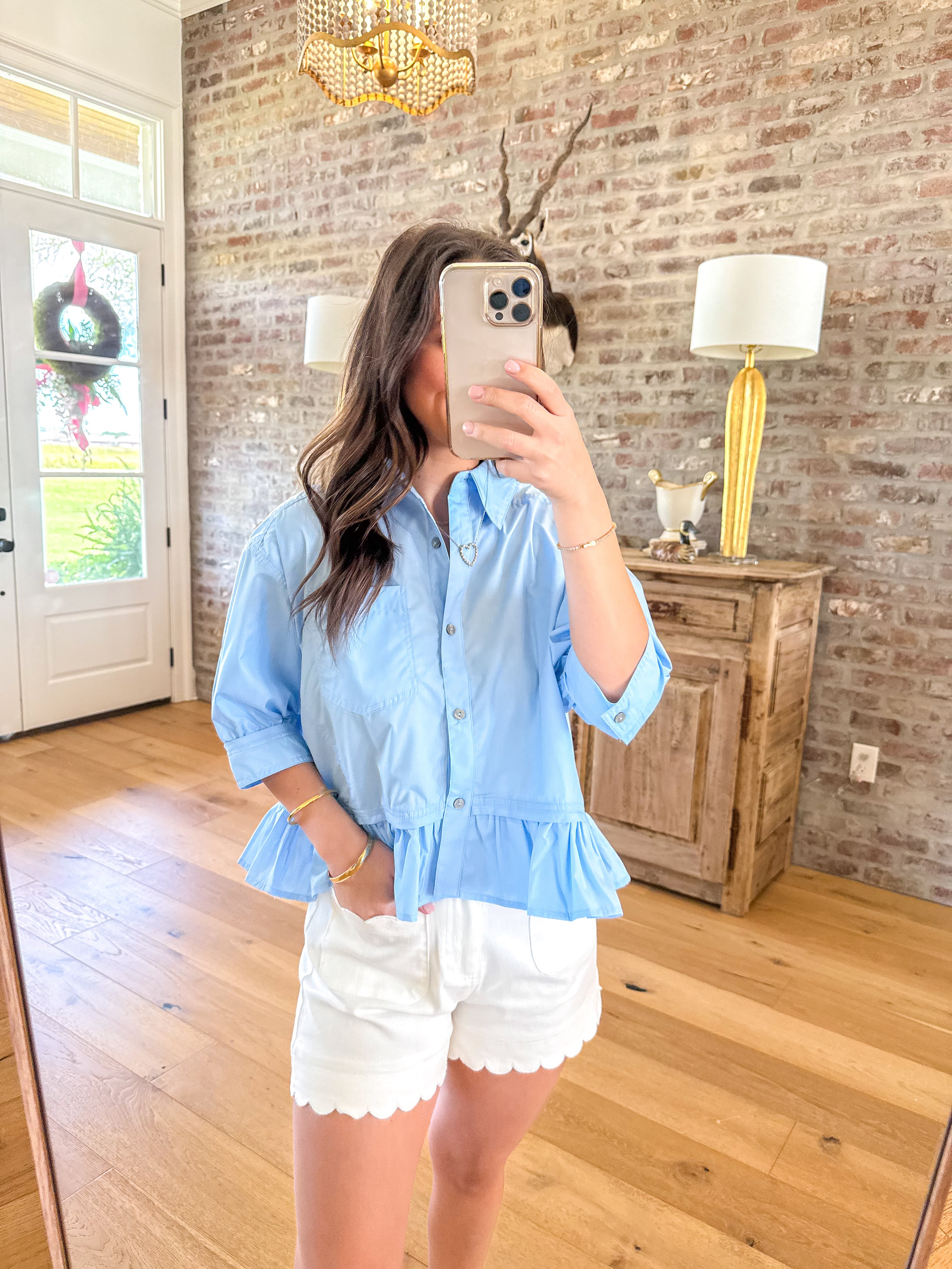 Chambray Peplum Blouse