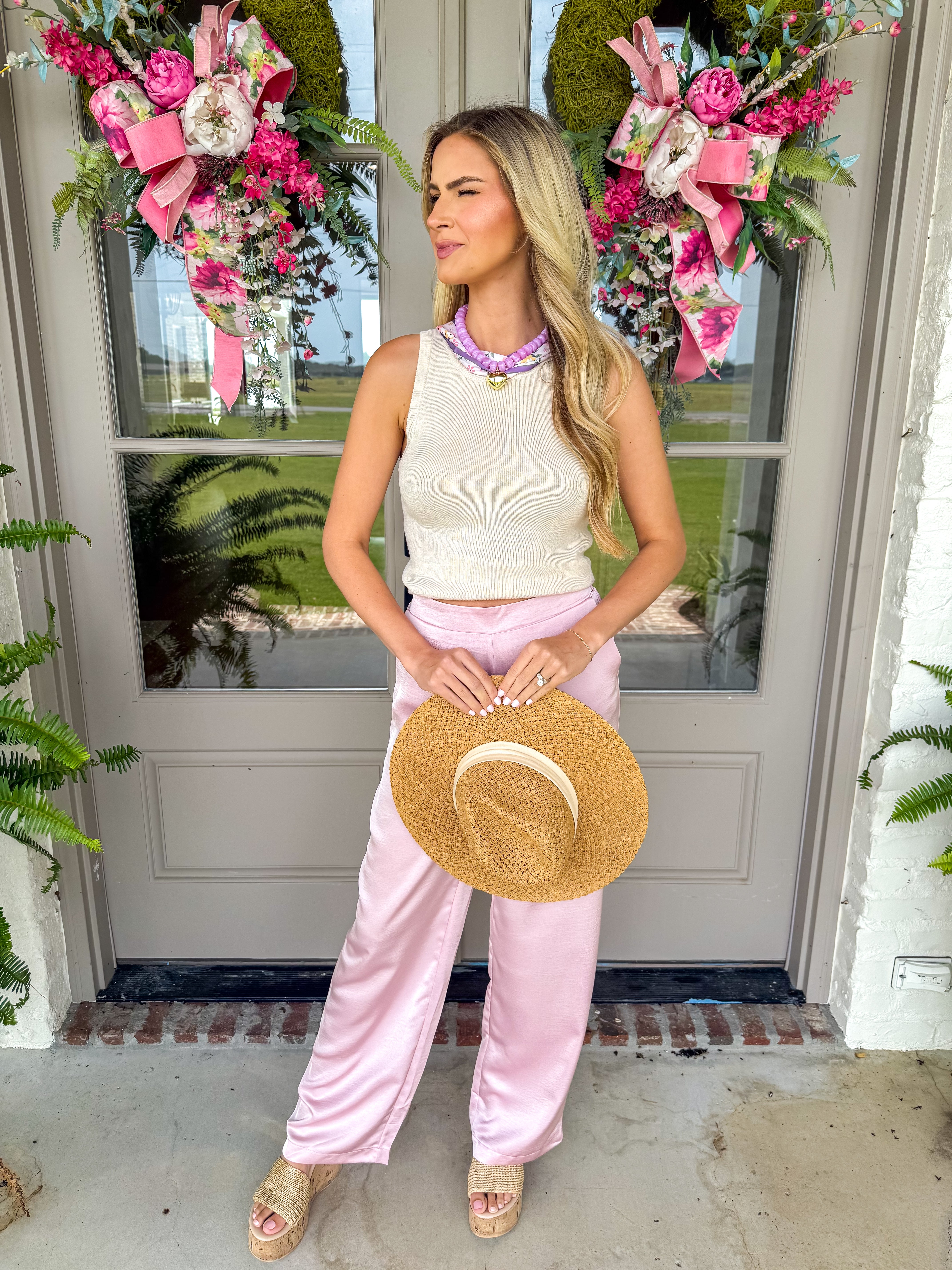 Southern Breeze Pink Wide-Leg Pants