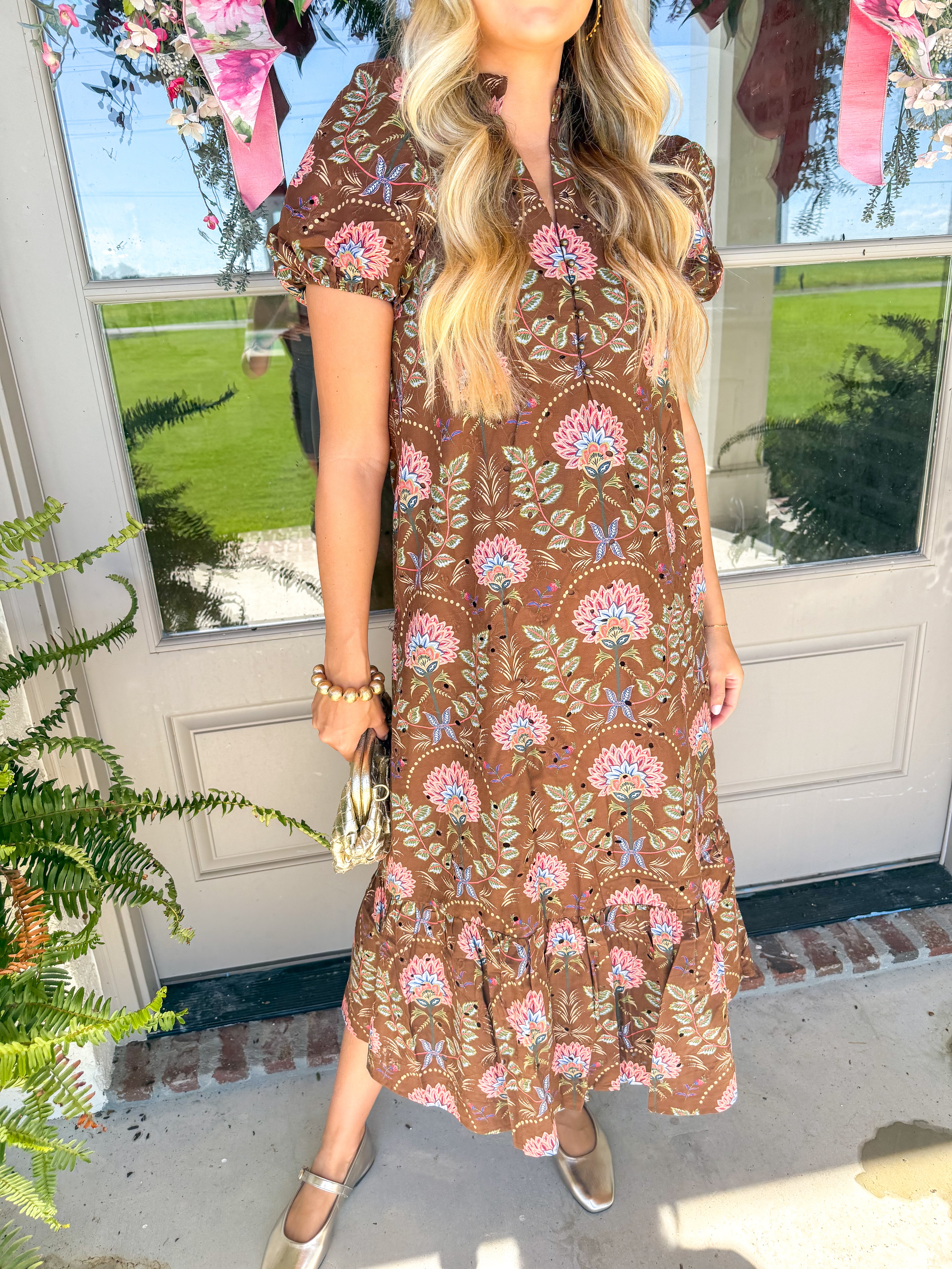 Chocolate Bloom Midi Dress