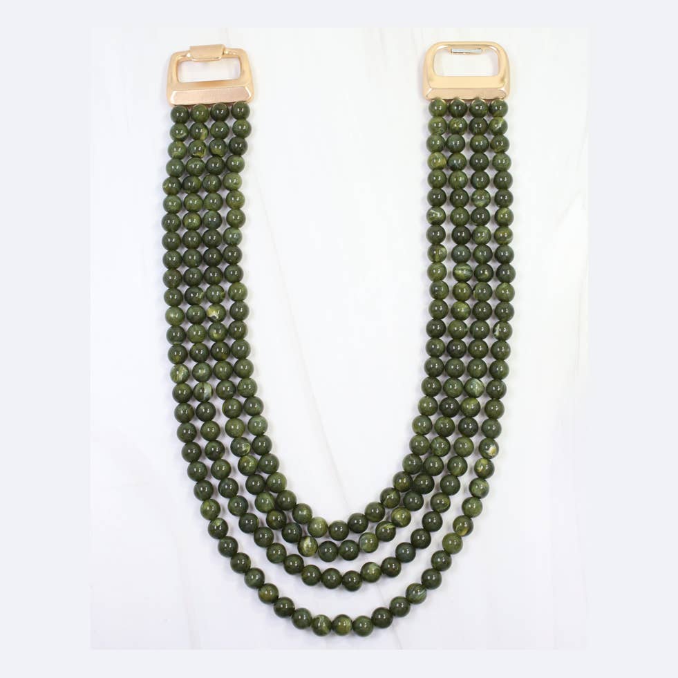 Micah Beaded Buckle Necklace Olive
