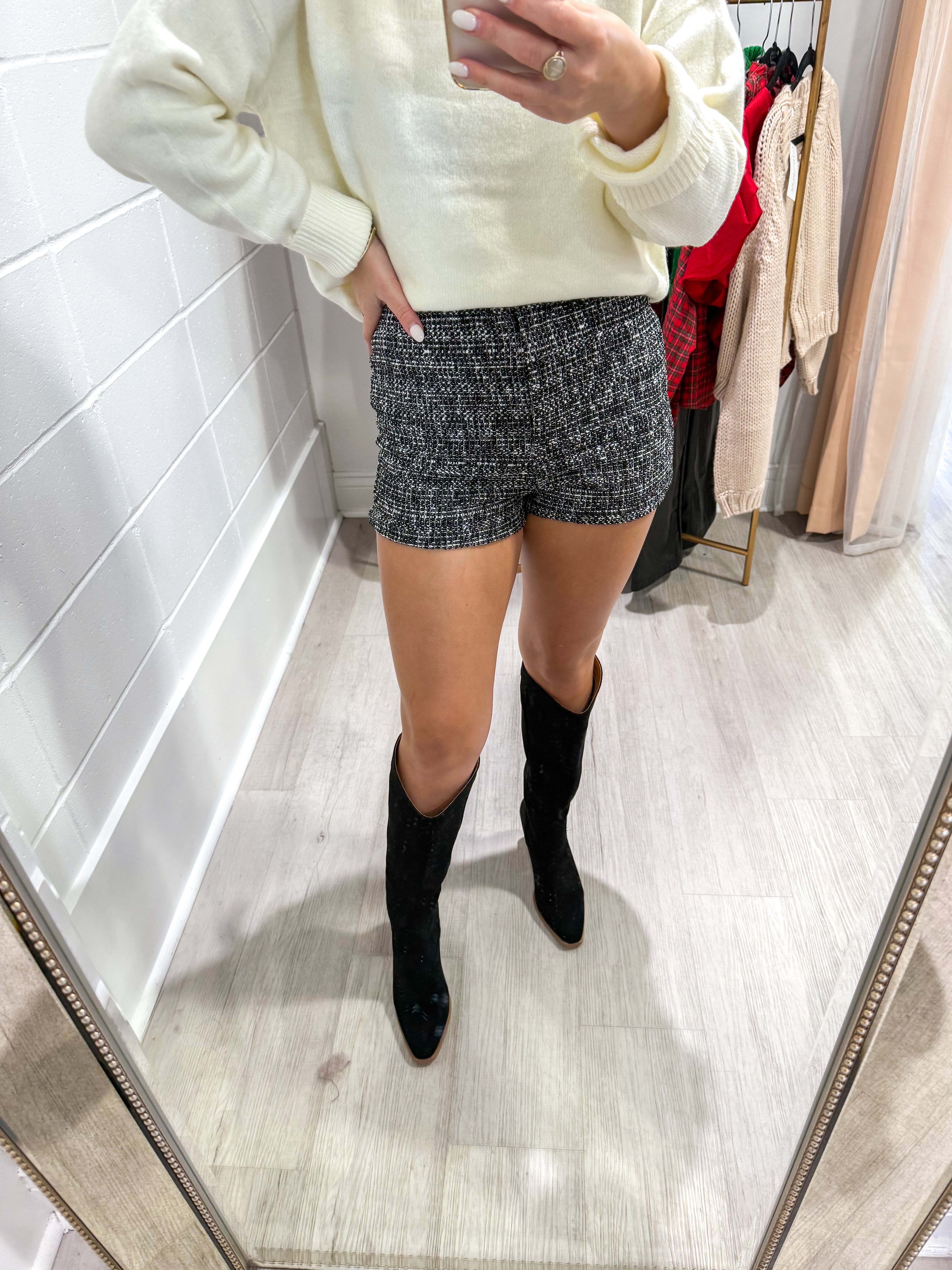 Black Diamond Tweed Shorts