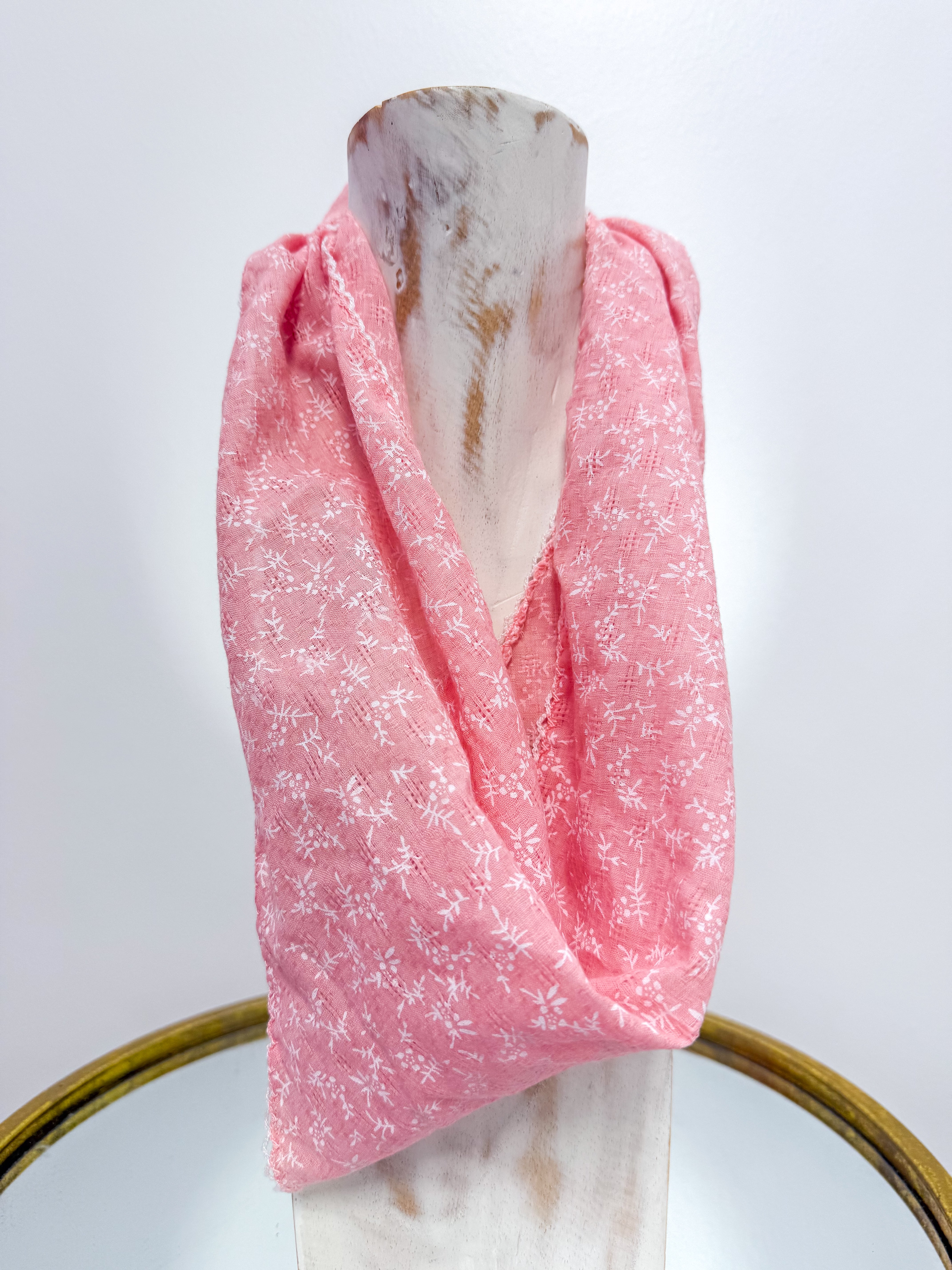 Pink Lace Floral Scarf