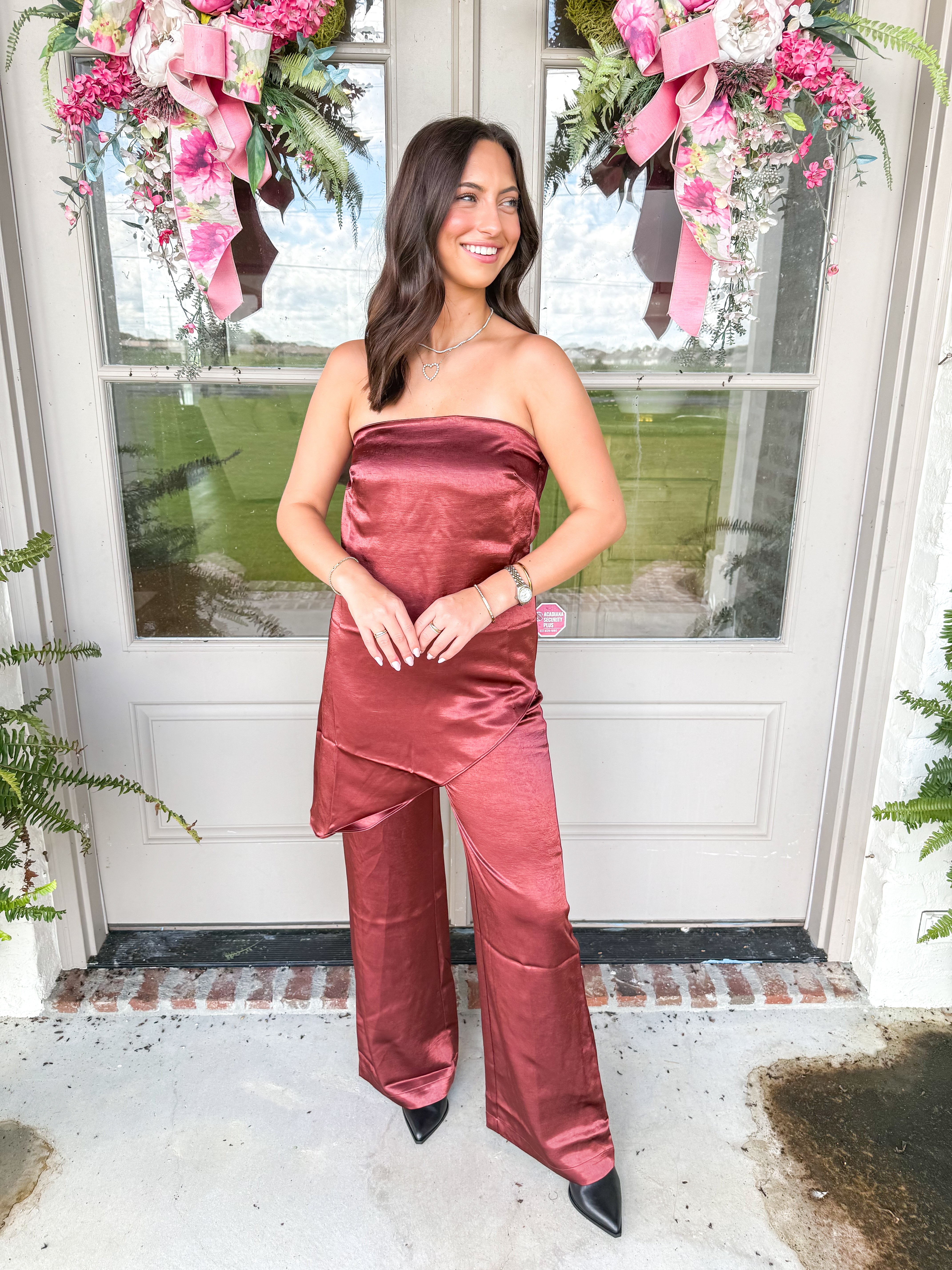 Wine After Midnight Satin Two-Piece Set