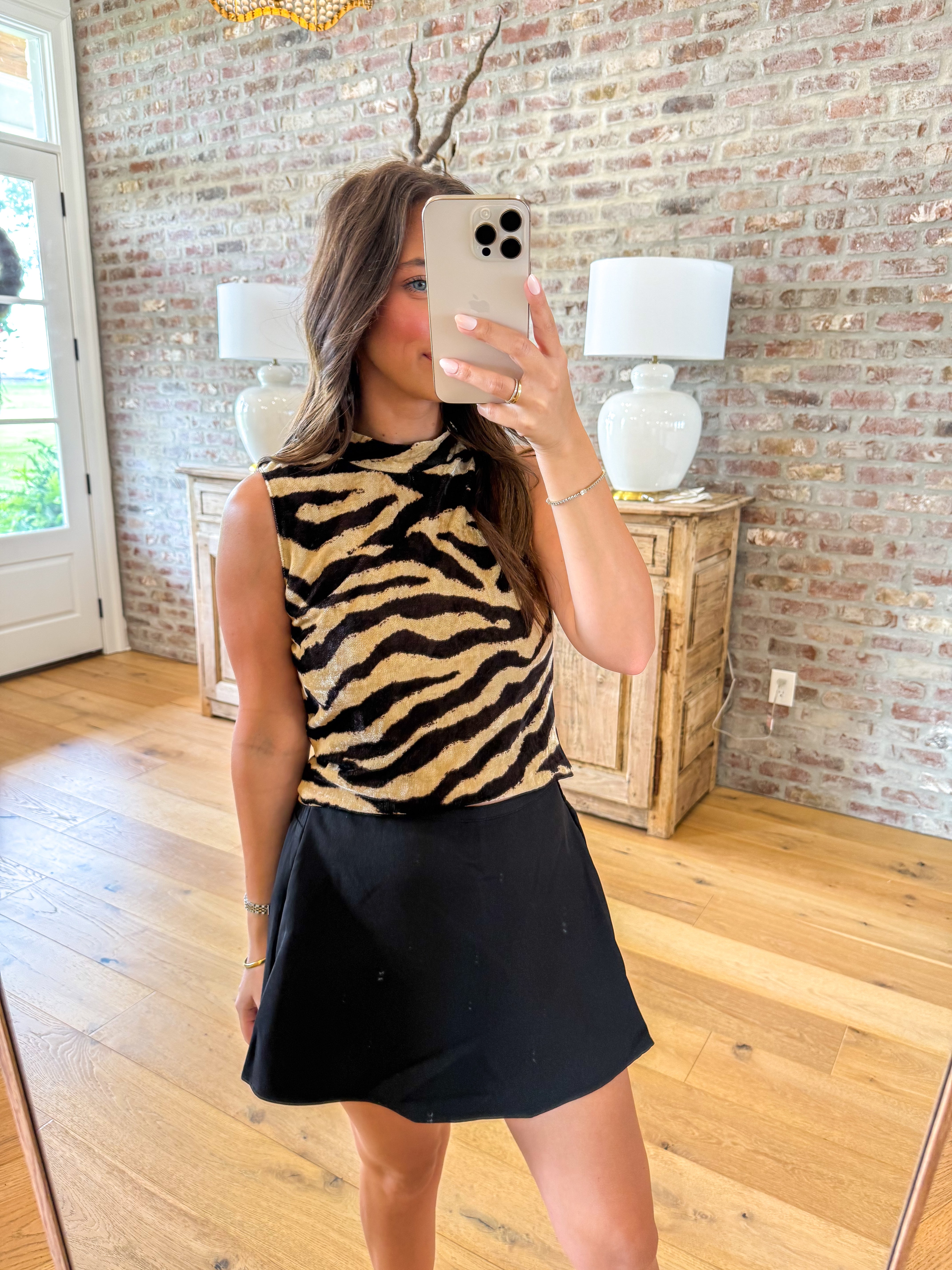 Wild Side Zebra Mock Neck Top