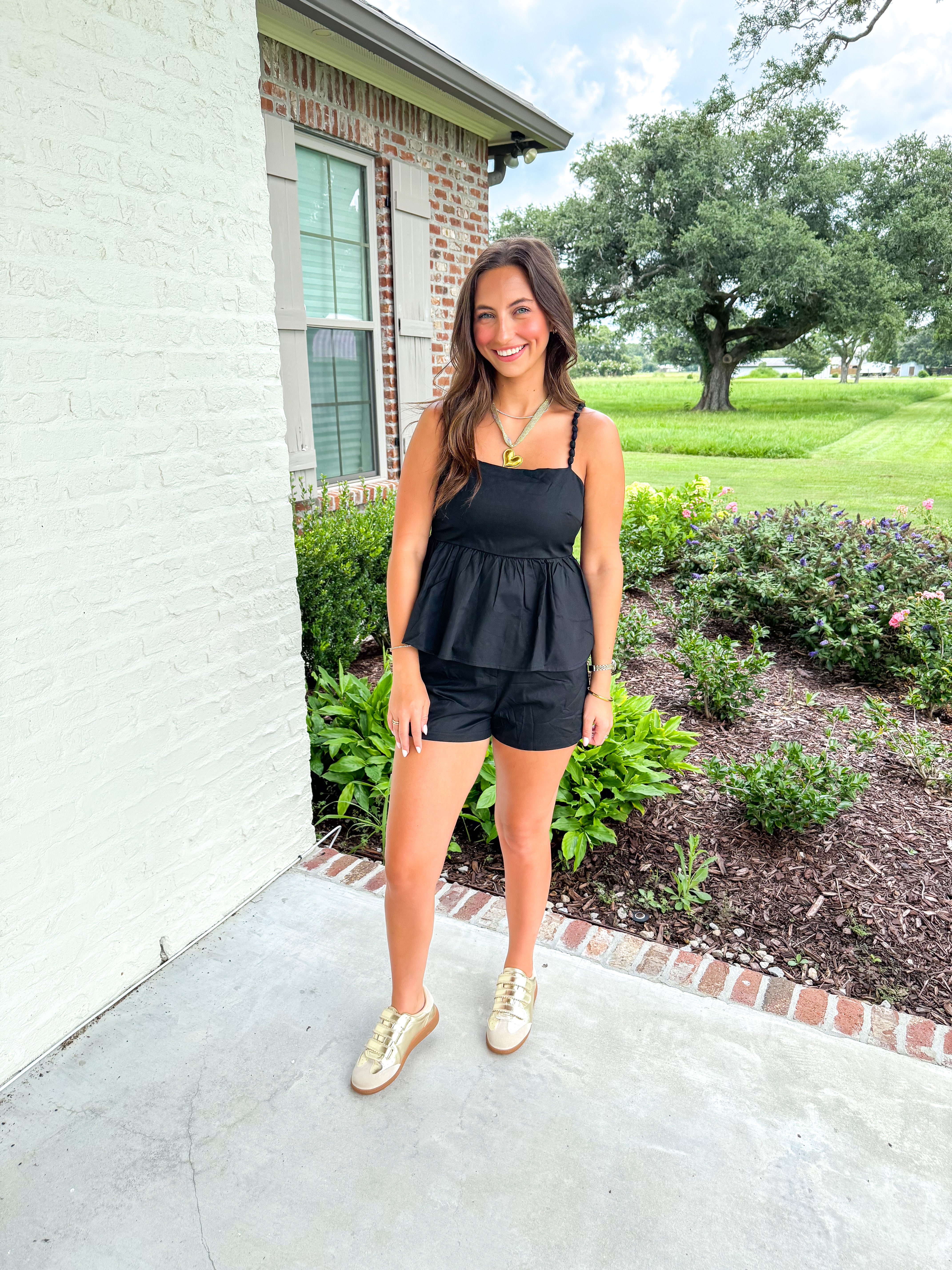 The Margot Peplum Short Set Black