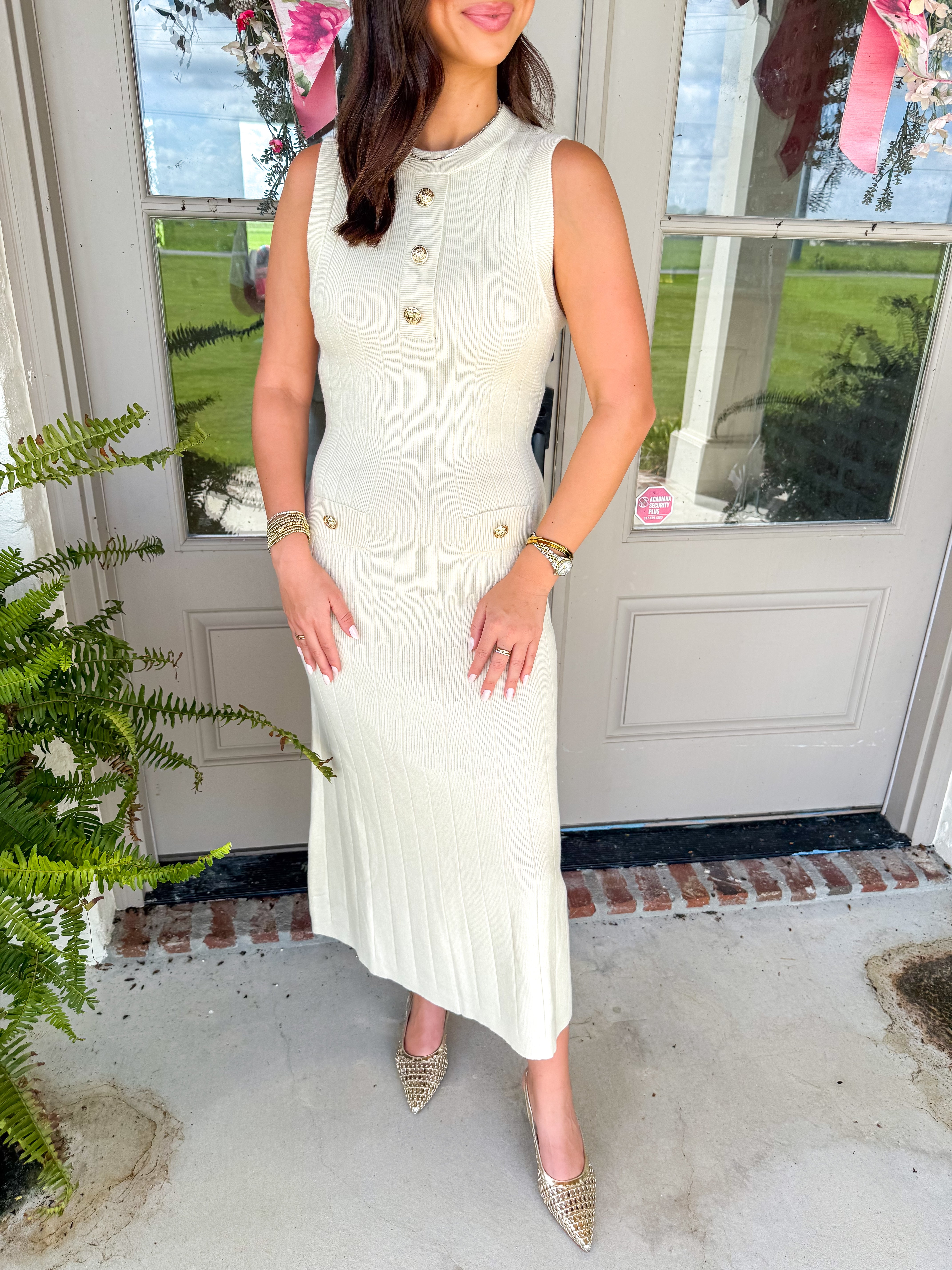 The Ivory Ribbon Midi Dress