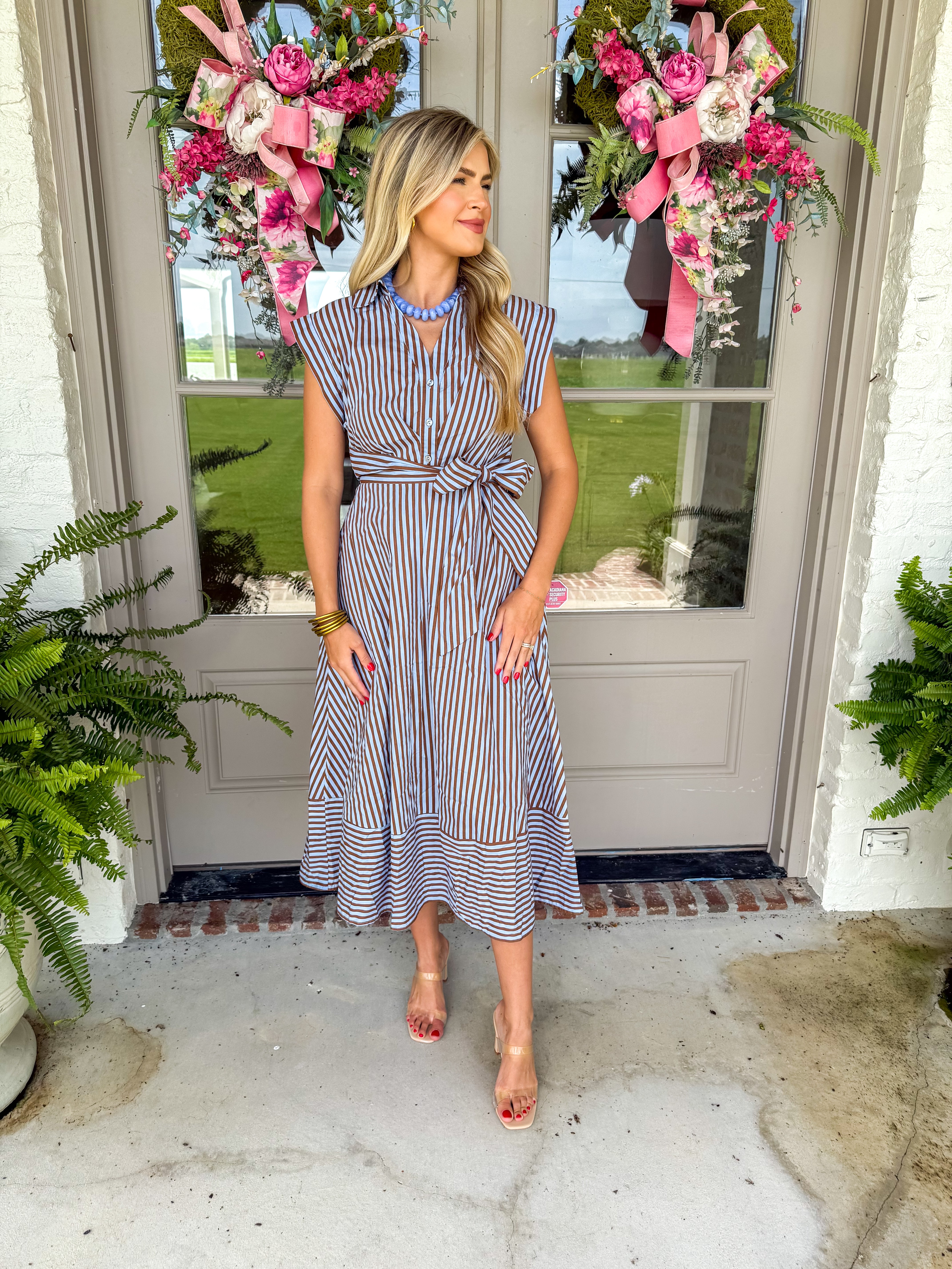 Nantucket Stripe Dress Blue/Brown