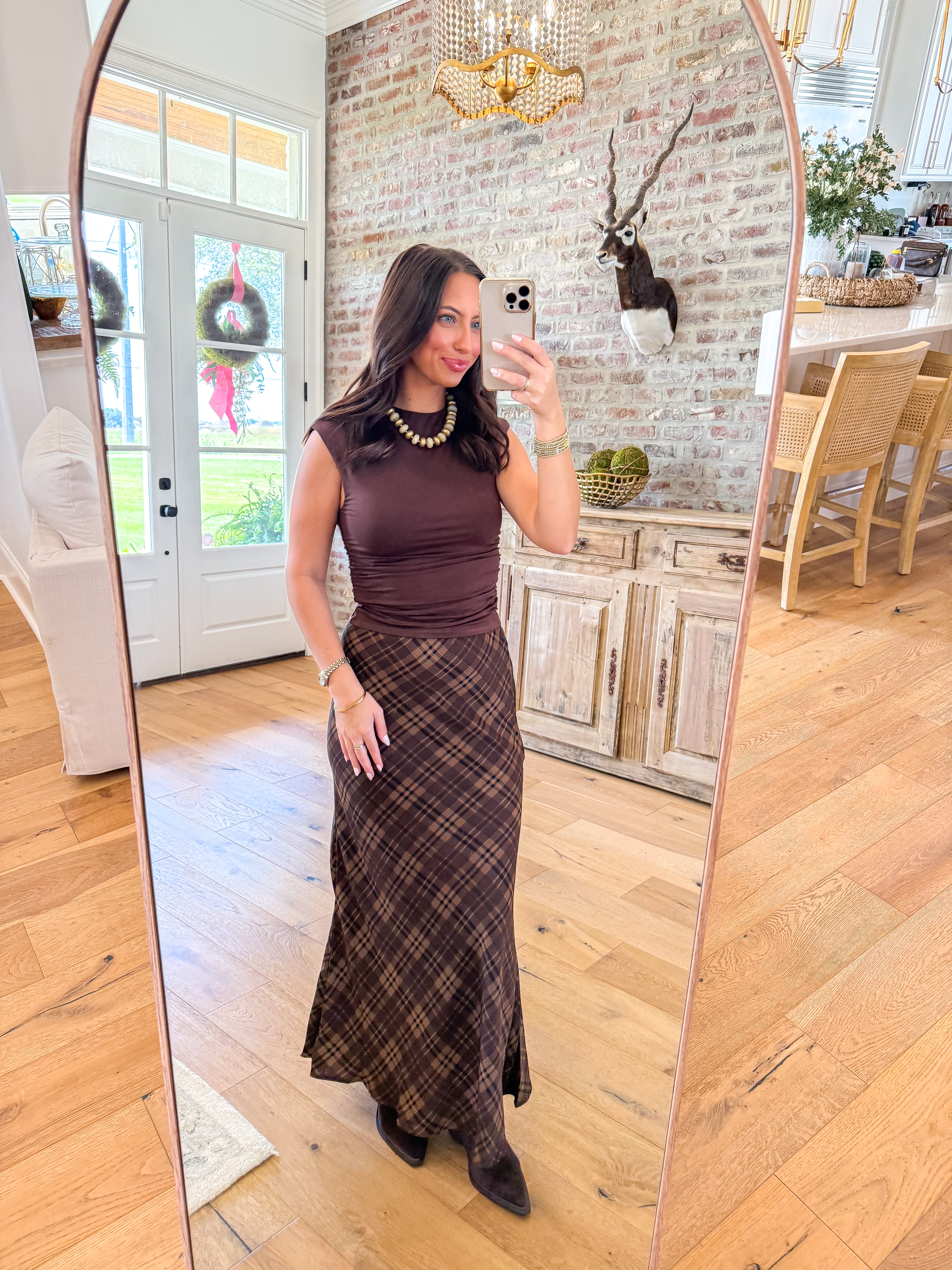 Cocoa Ruched Mock Neck Top