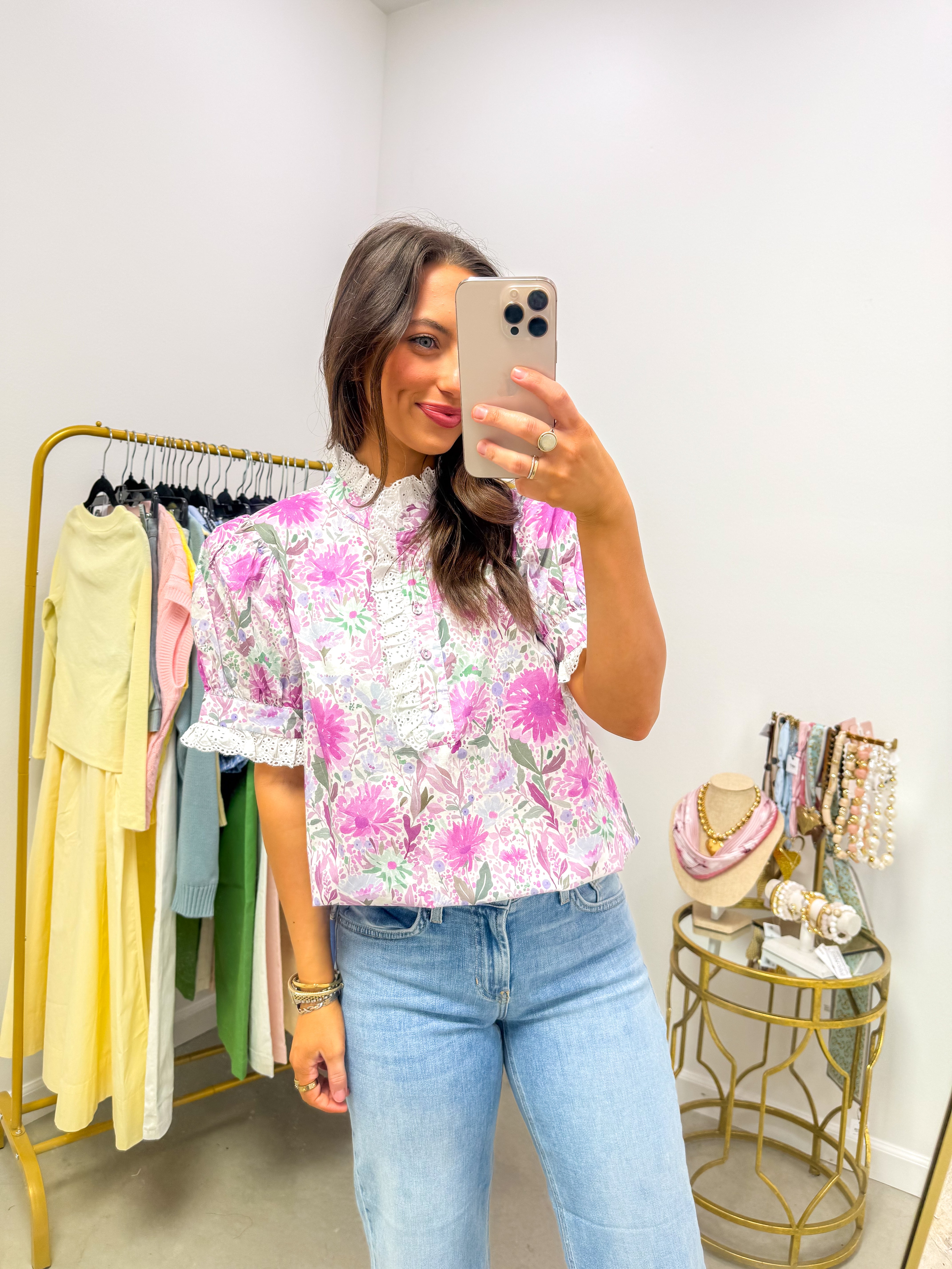 Lavender Mix Floral Eyelet Top