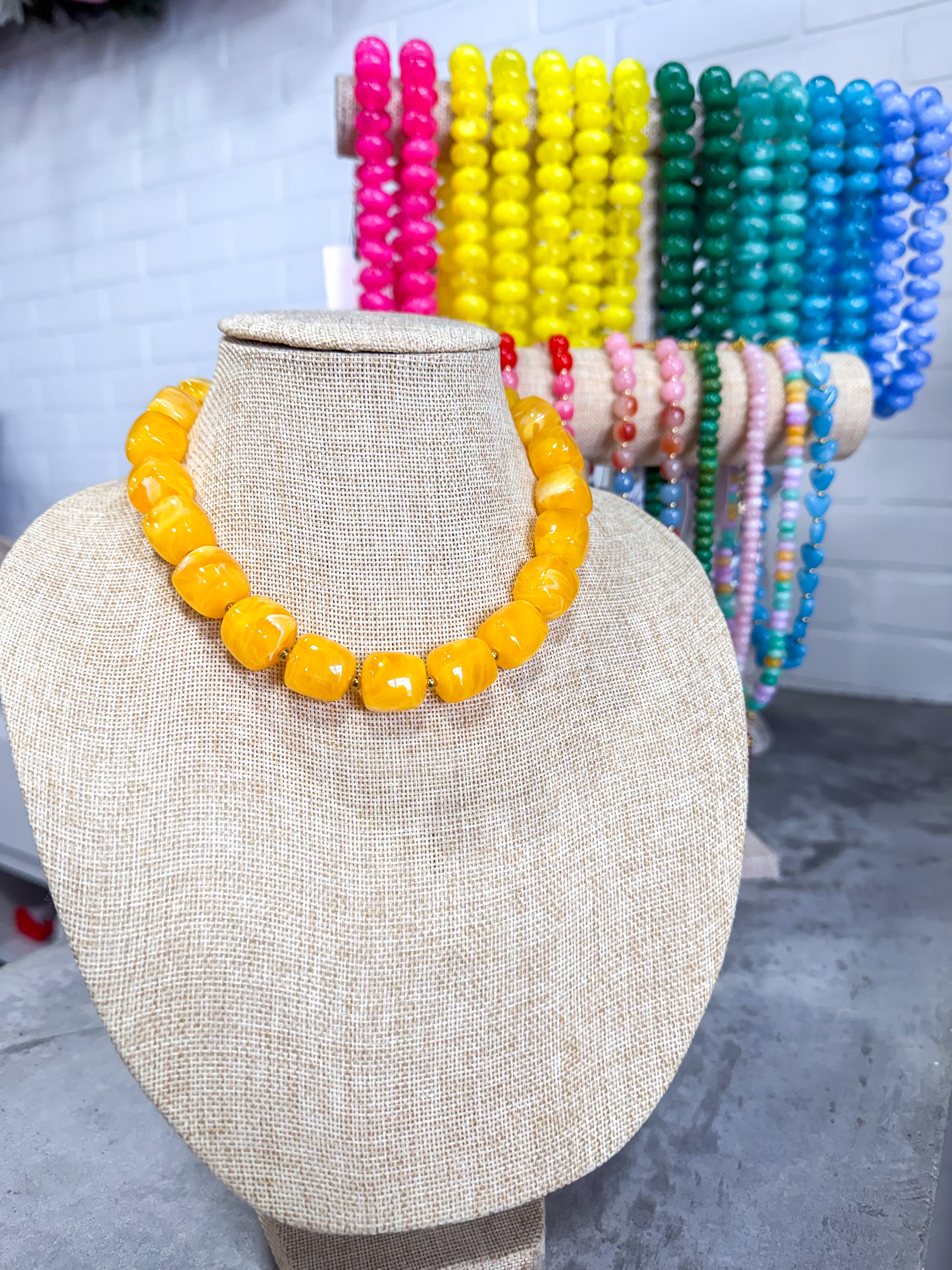 Amber Orange Stone Necklace