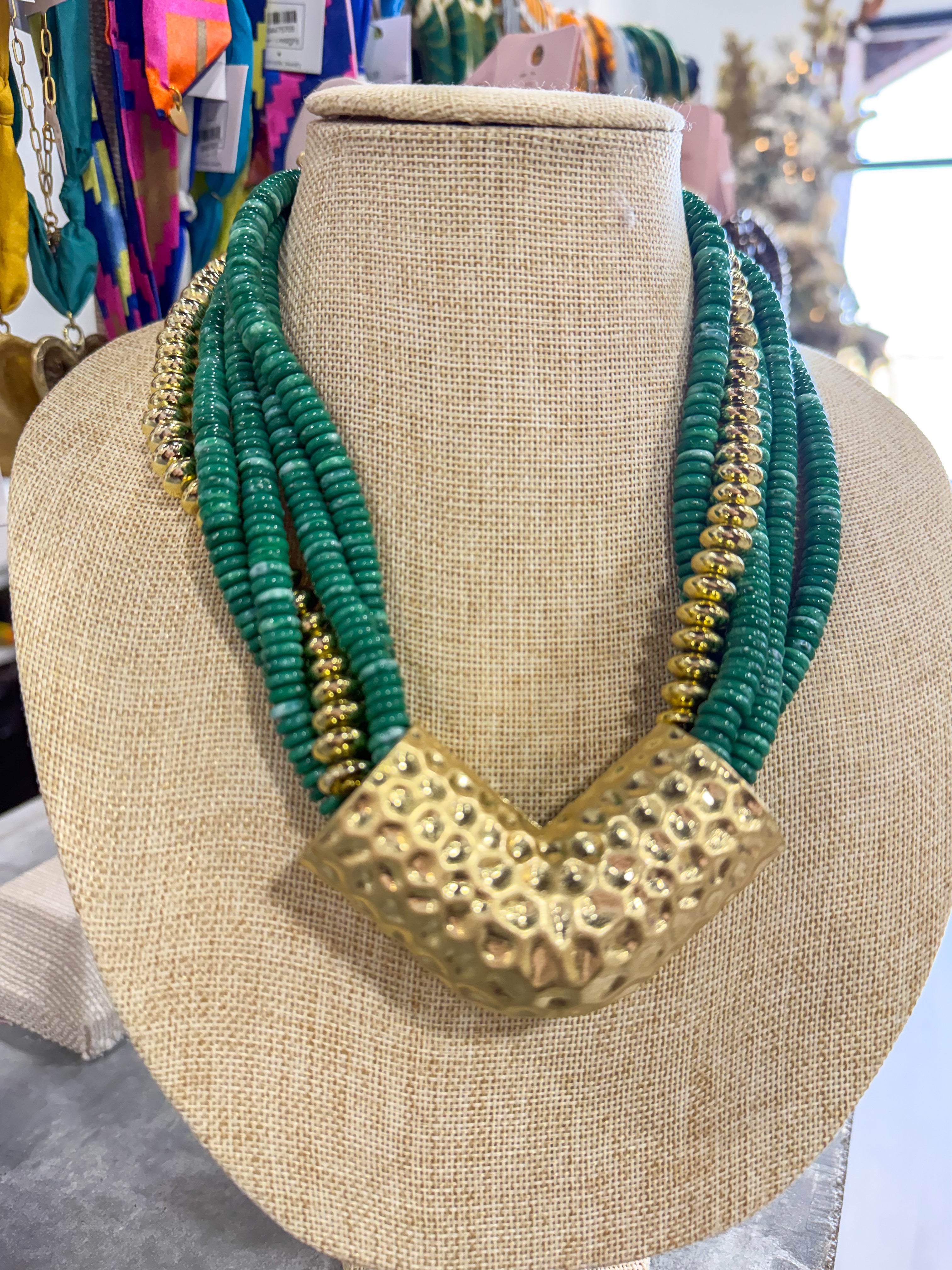 Green & Gold Multi Necklace