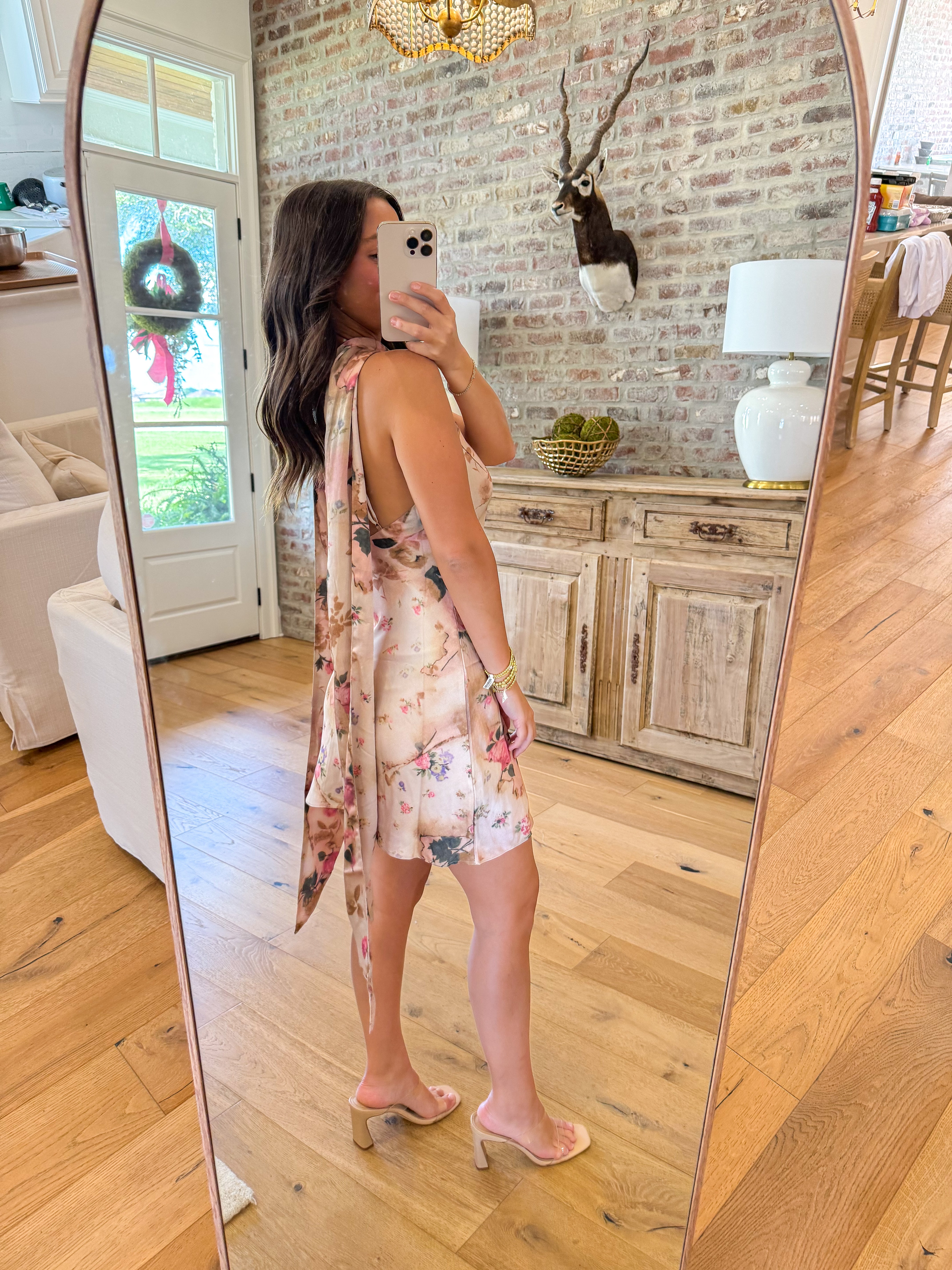 Watercolor Rose Halter Mini Dress