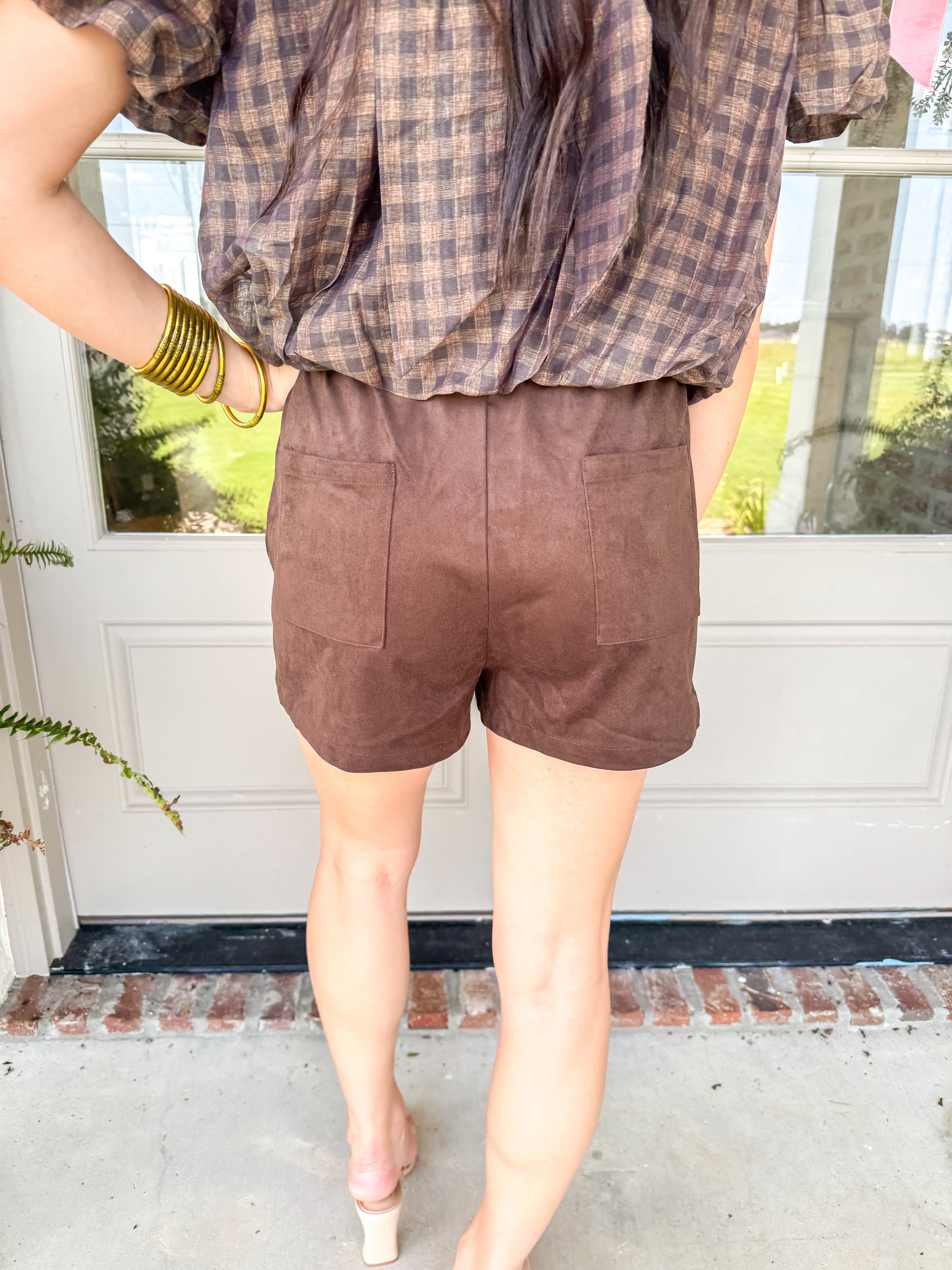 Espresso Suede Pull-On Shorts