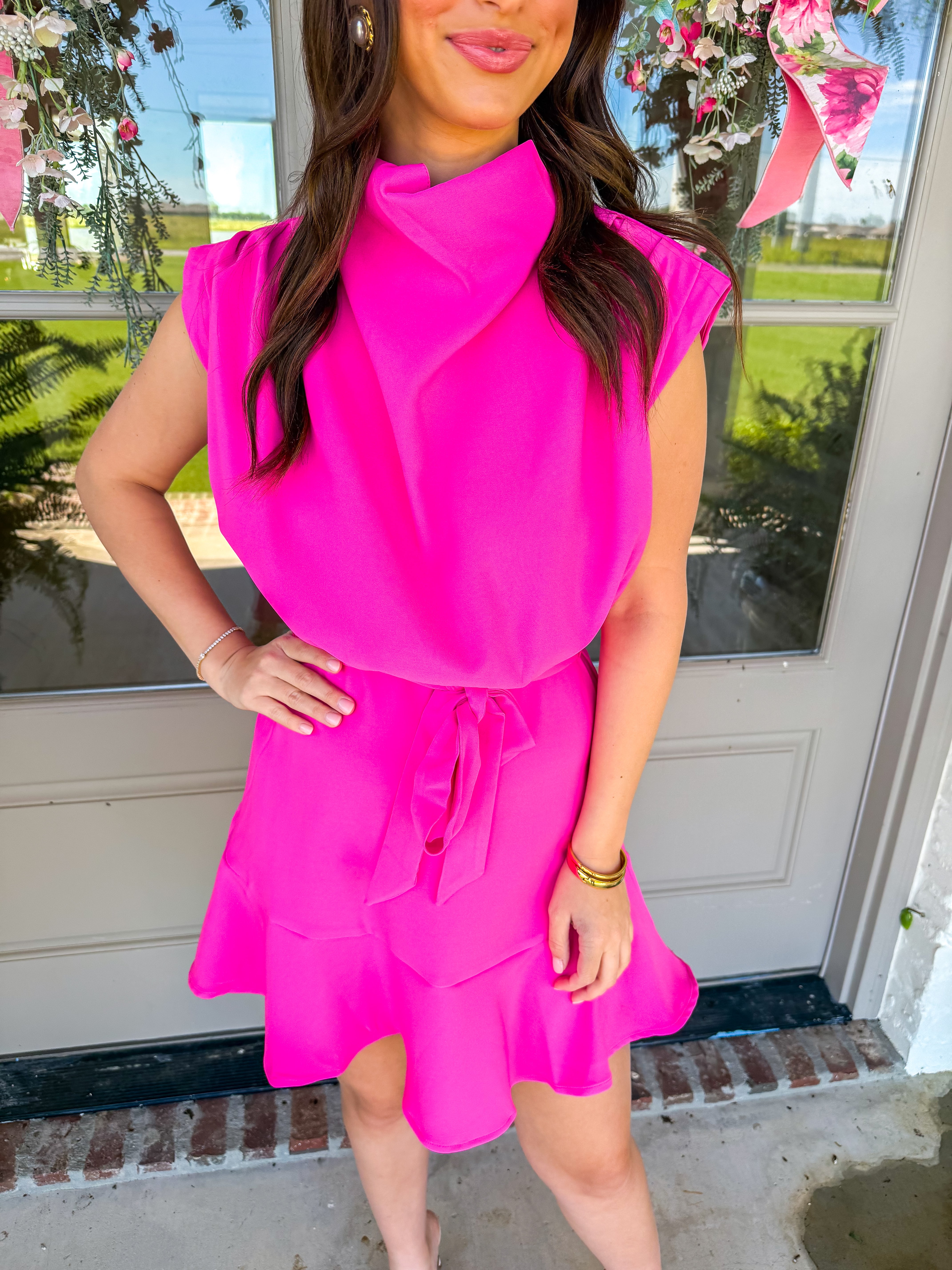 Blushing in Pink Cowl Neck Mini