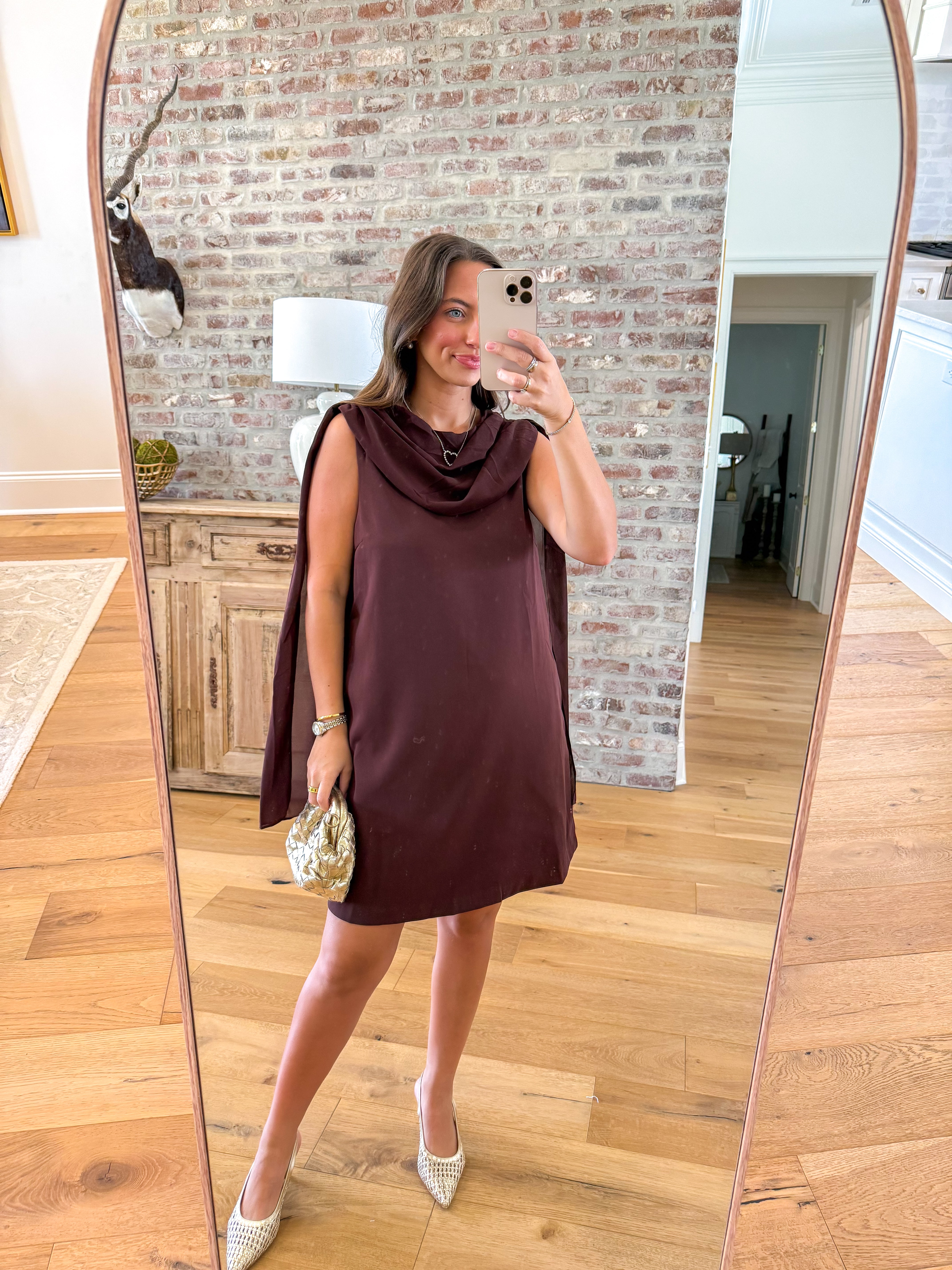 Cocoa Drape Mini Dress