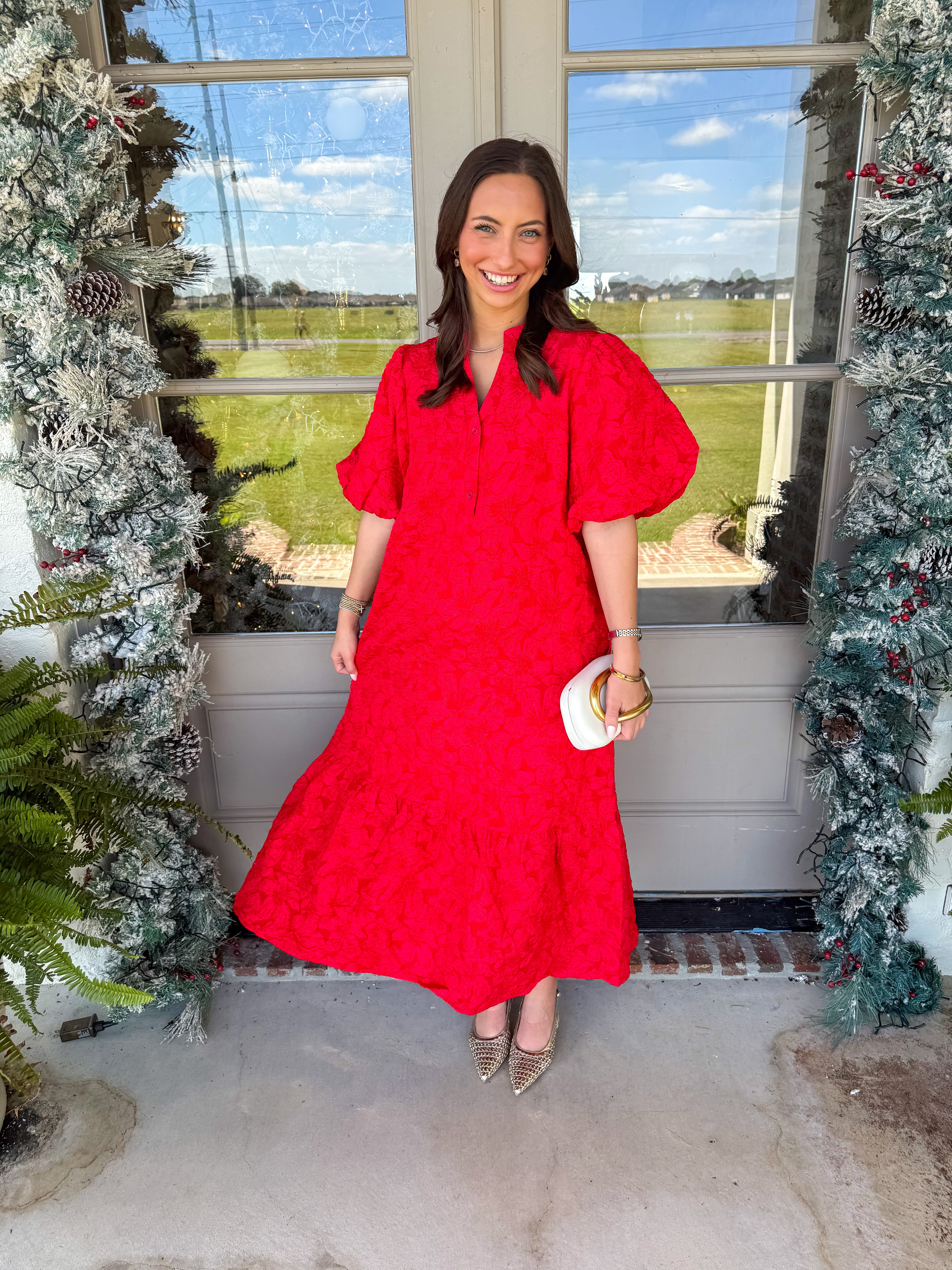 Ruby Bloom Jacquard Midi Dress