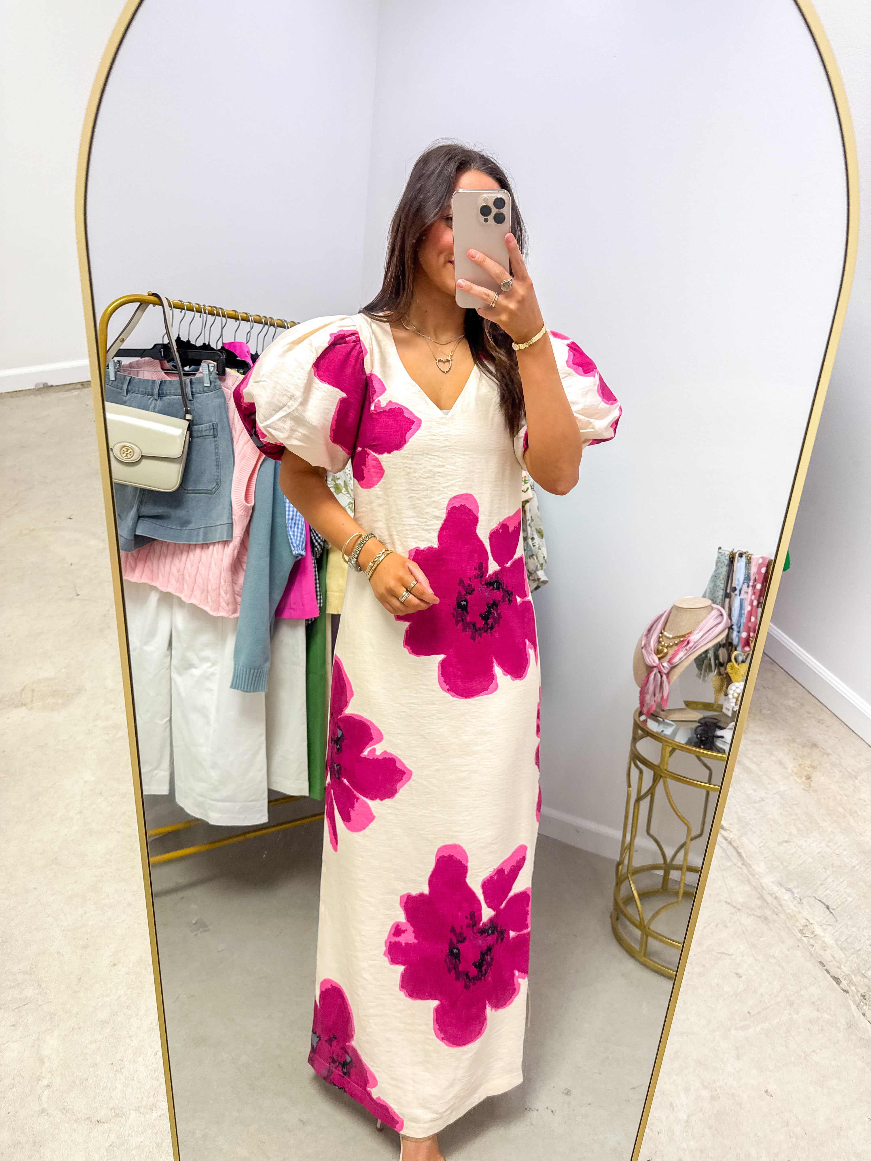 Audrey Fuchsia A-Line Floral Maxi