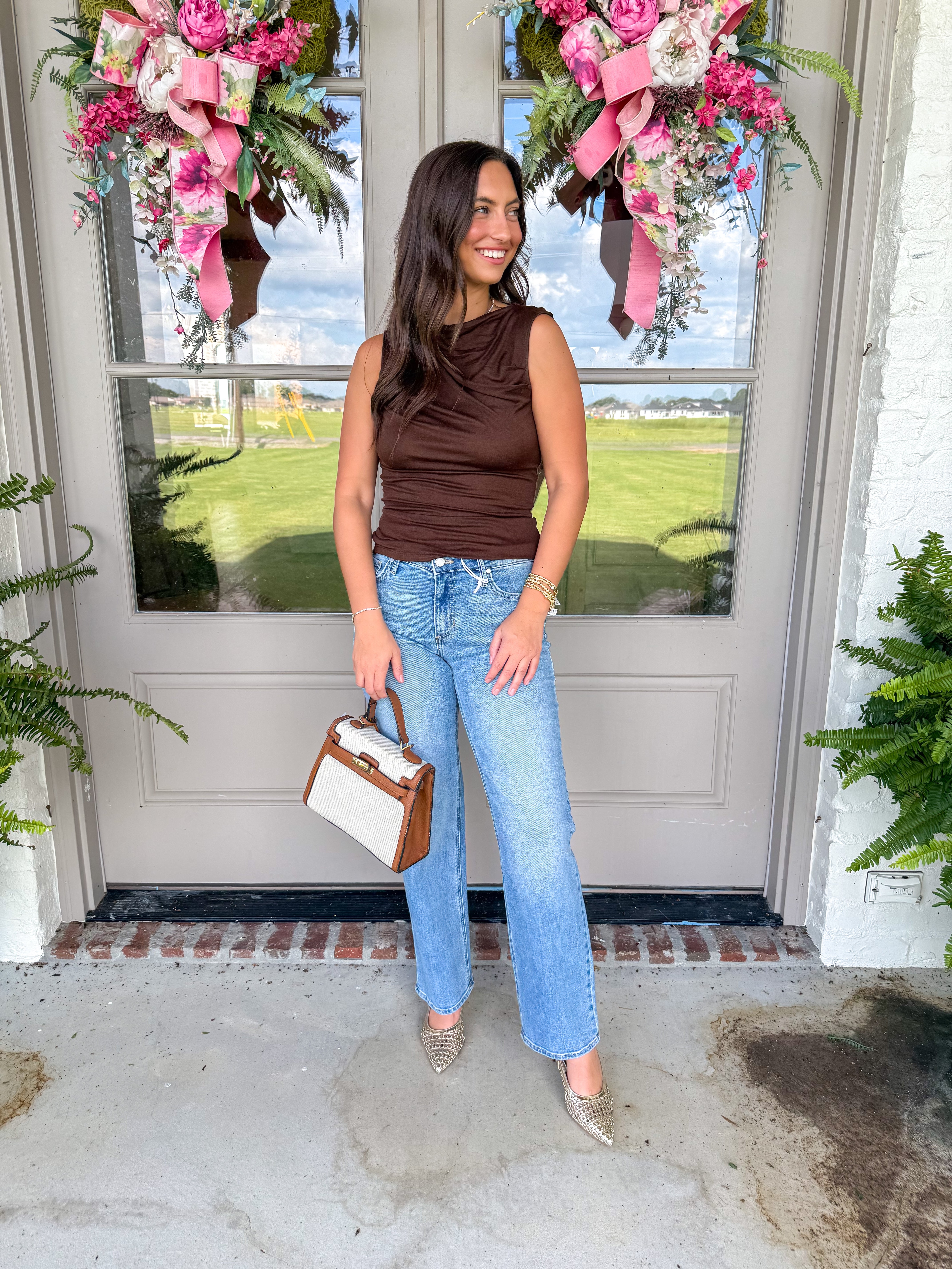 Lara Sleeveless Shirred Knit Top