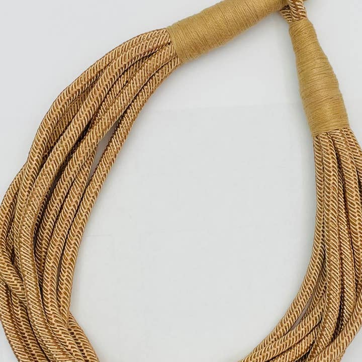 Slub 8 Strand Necklace Tan