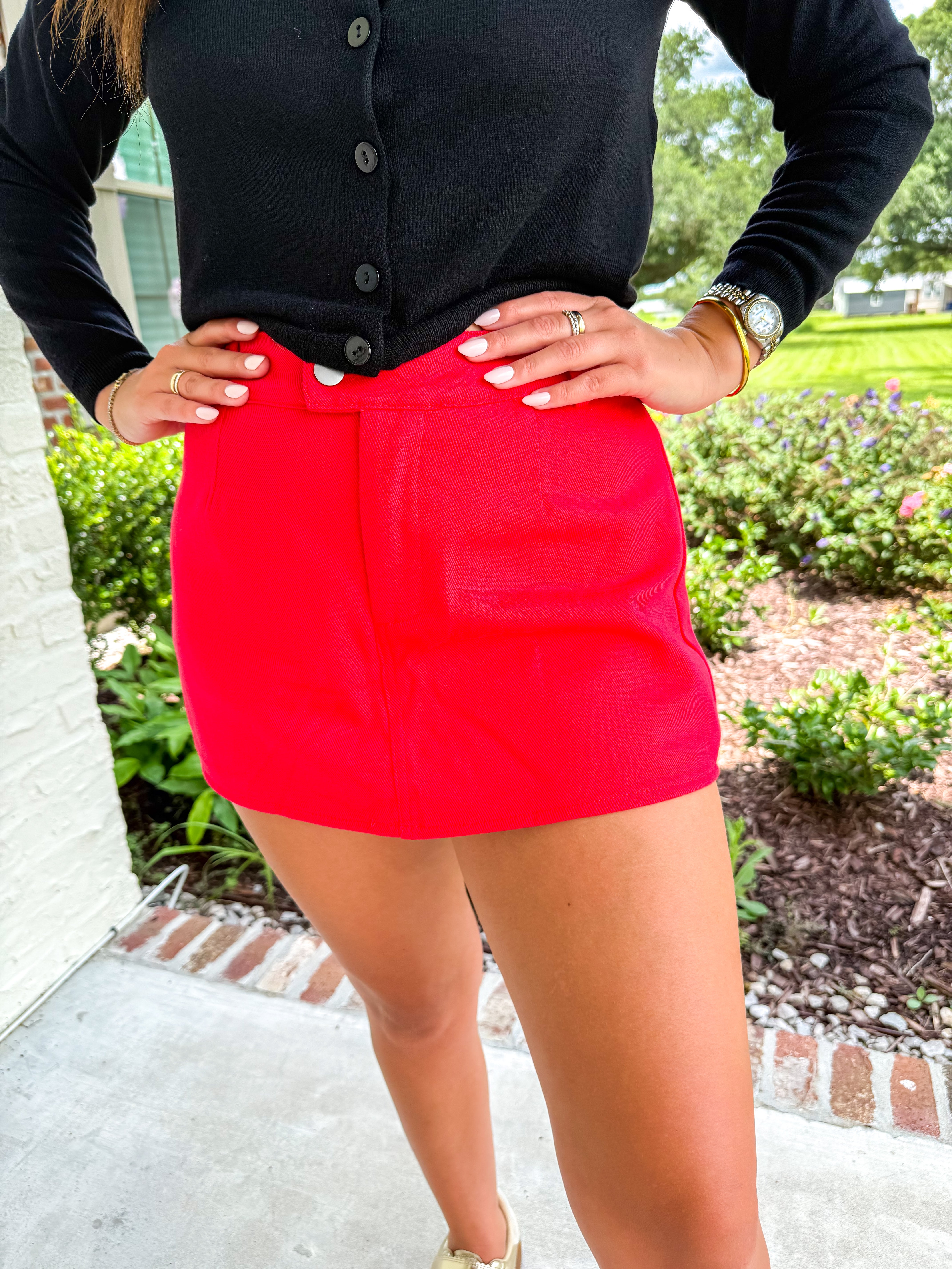 Gameday Best Denim Skort Red