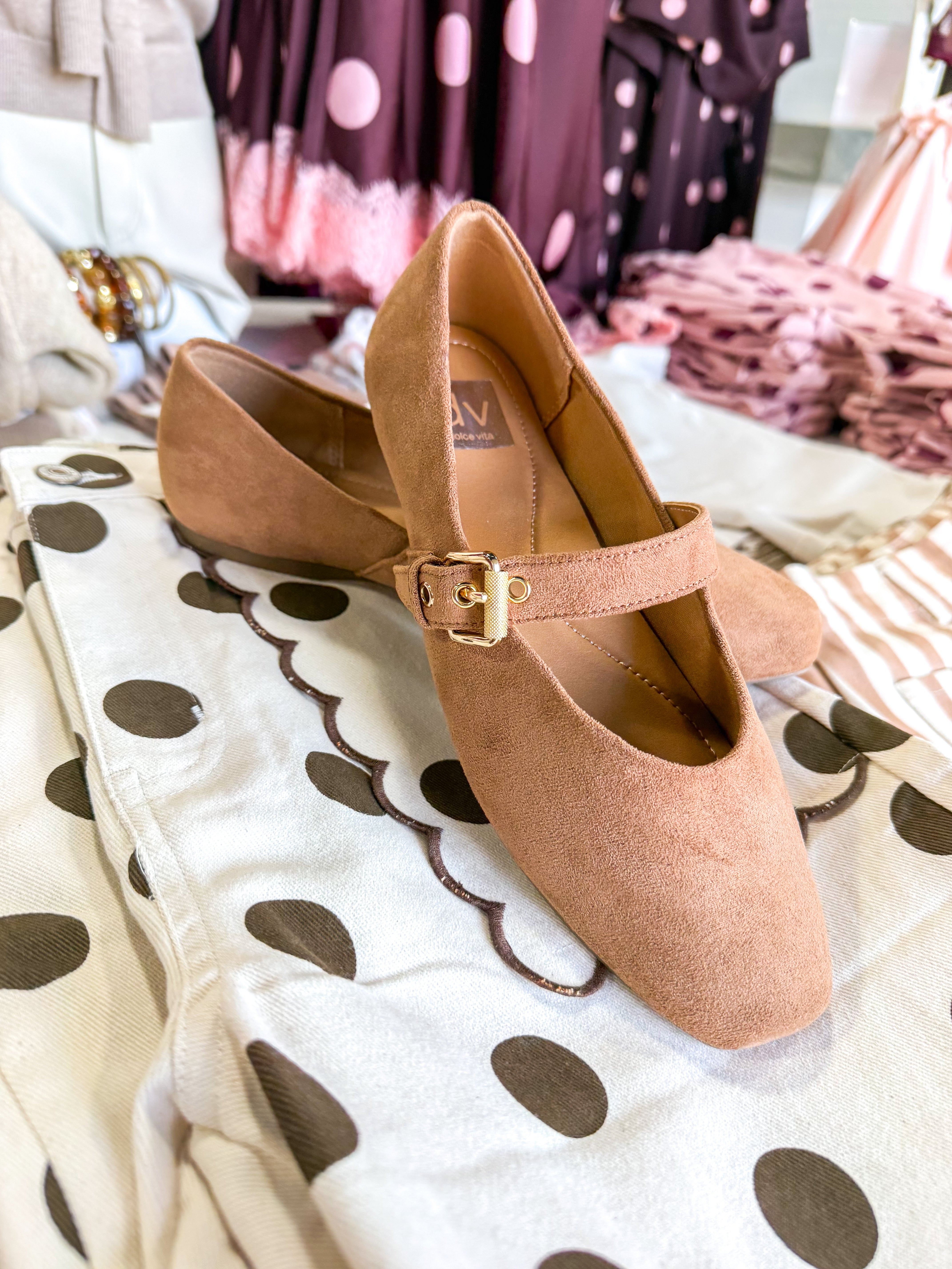 Mulaney Tan Faux Suede Ballet Flats