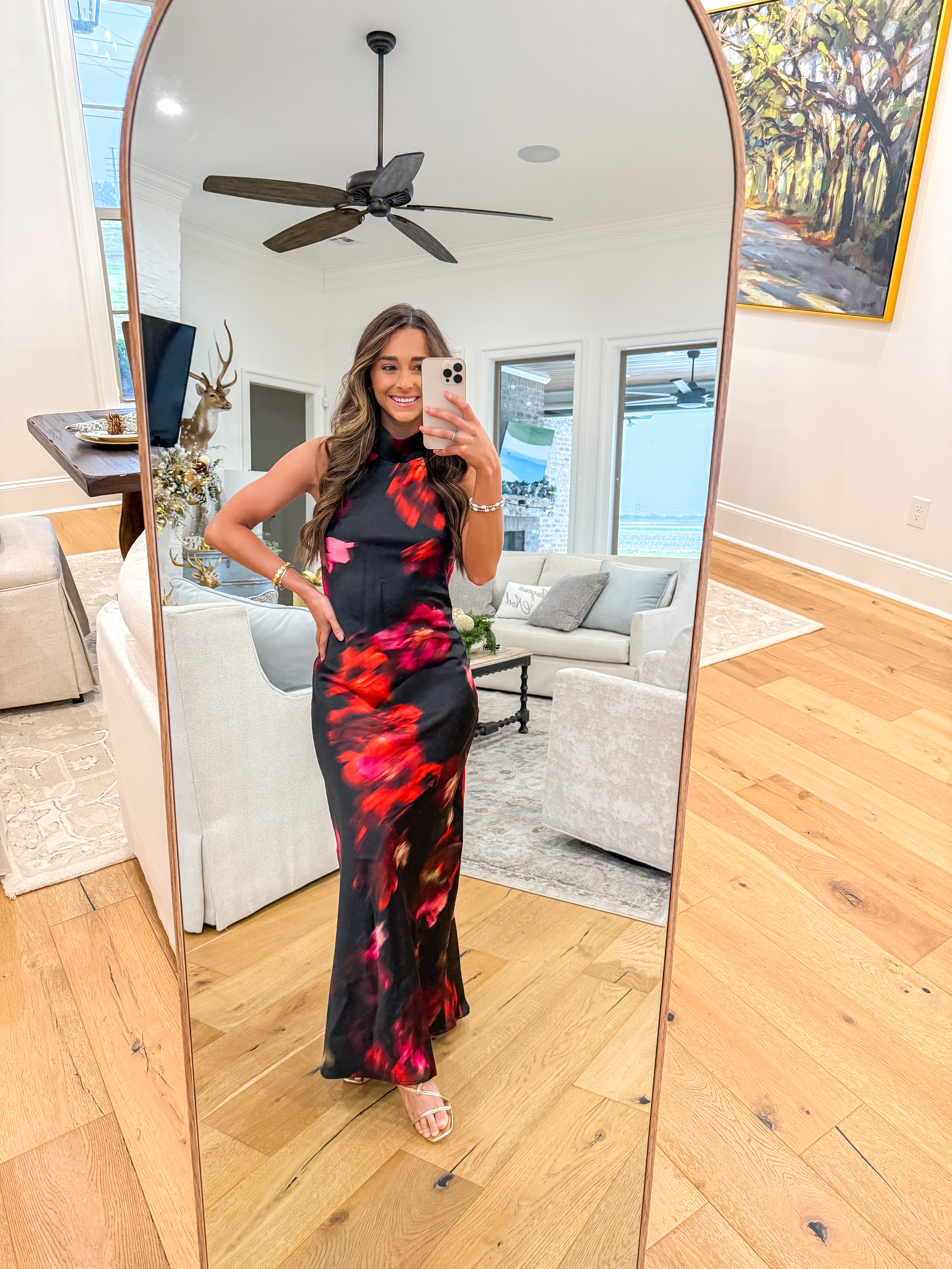 Lara Blurry Floral Satin Maxi