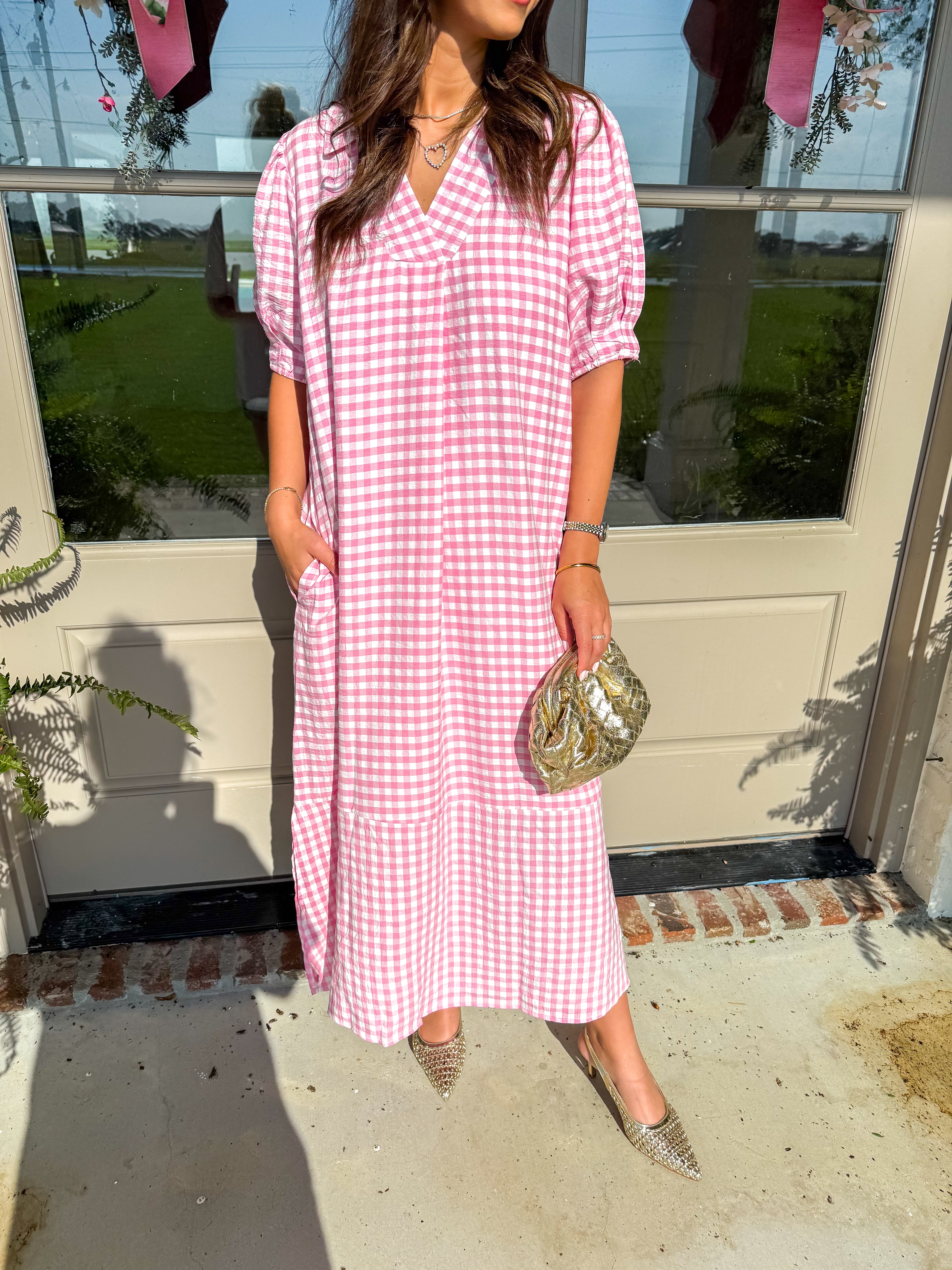 Peony Gingham Midi Dress