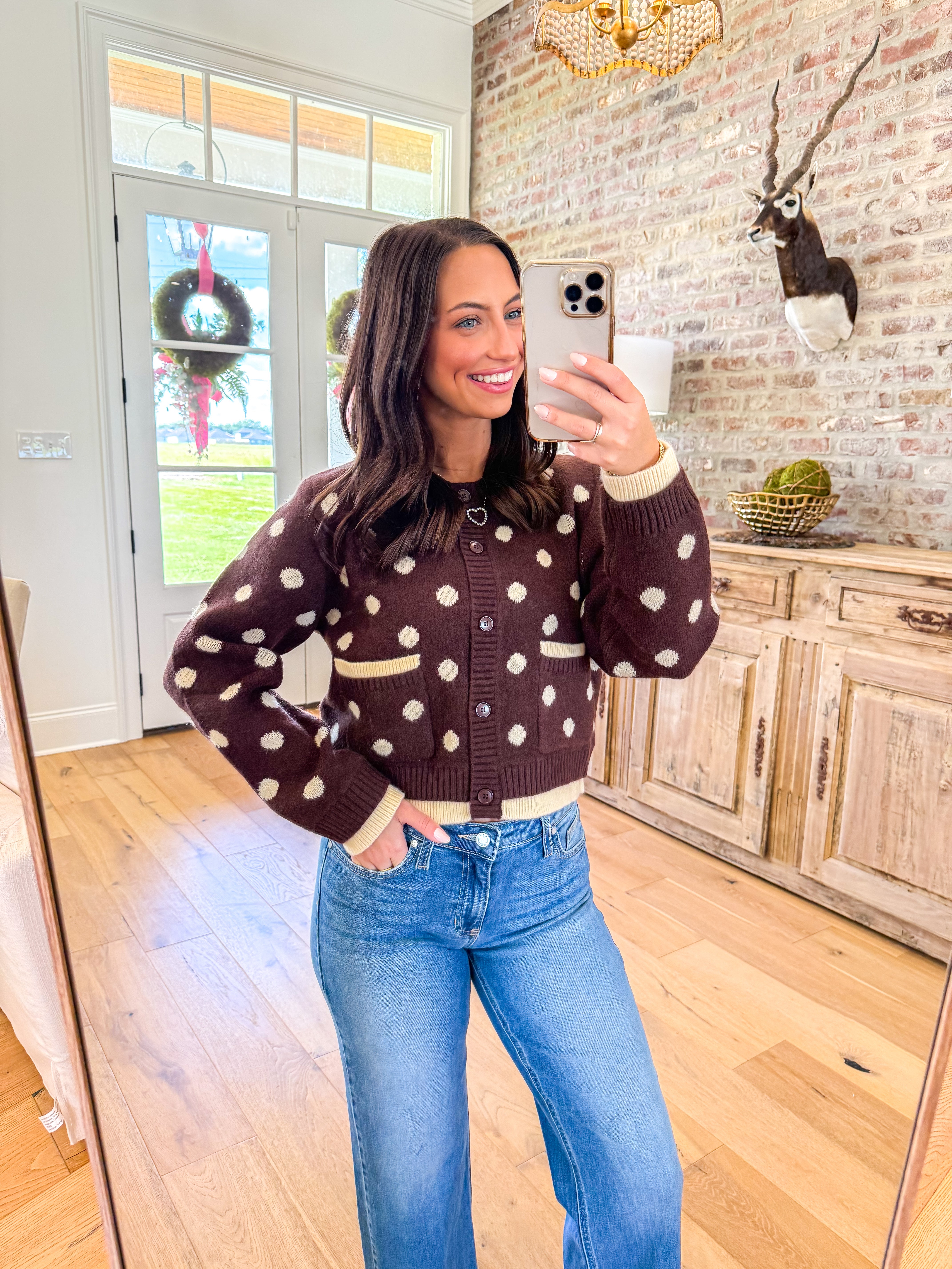 Chocolate Chip Polka Dot Cardigan