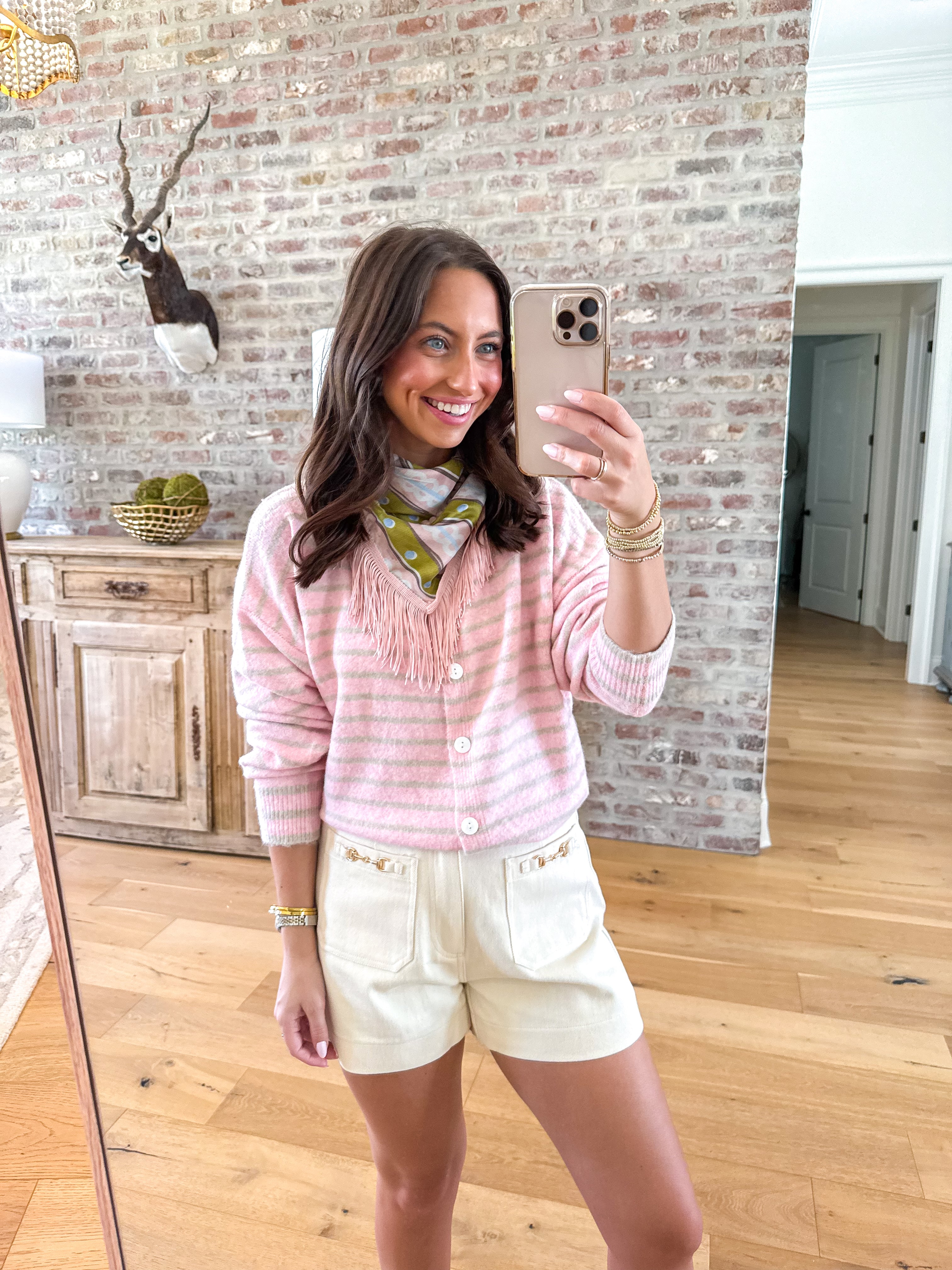 Sweet Talk Striped Cardigan Pink/Taupe
