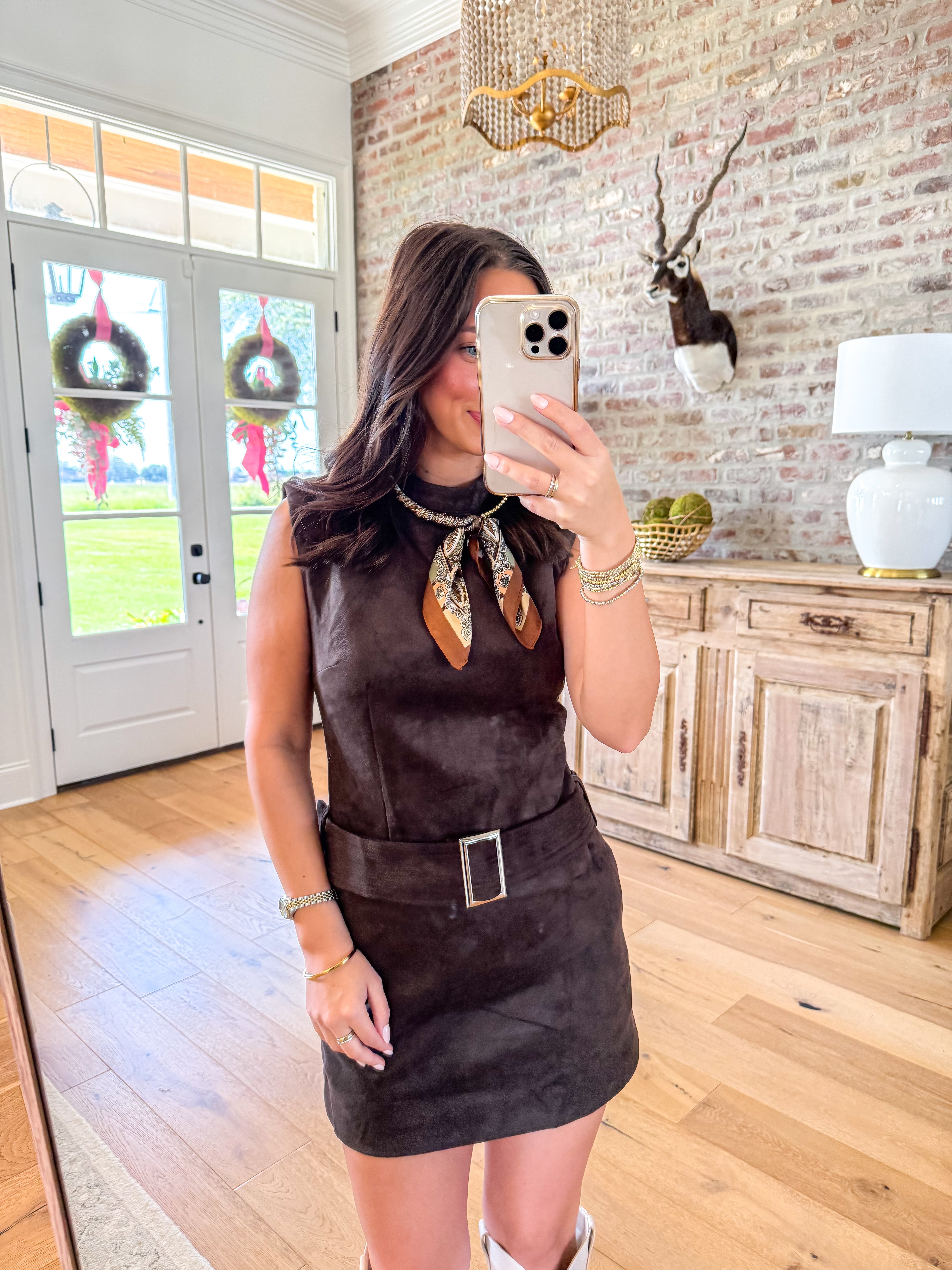 Chocolate Fondant Mod Belted Mini Dress