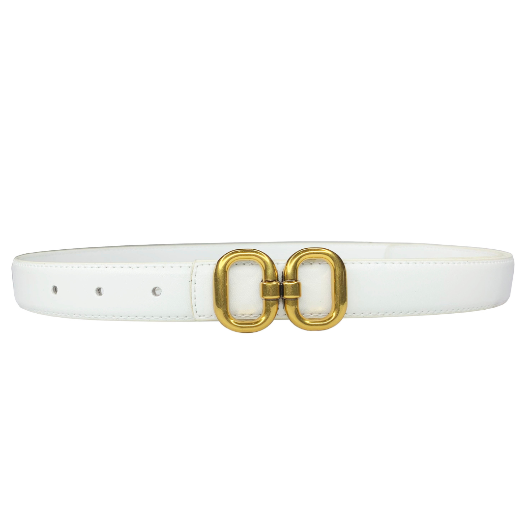 Double Oval Linked Belt White