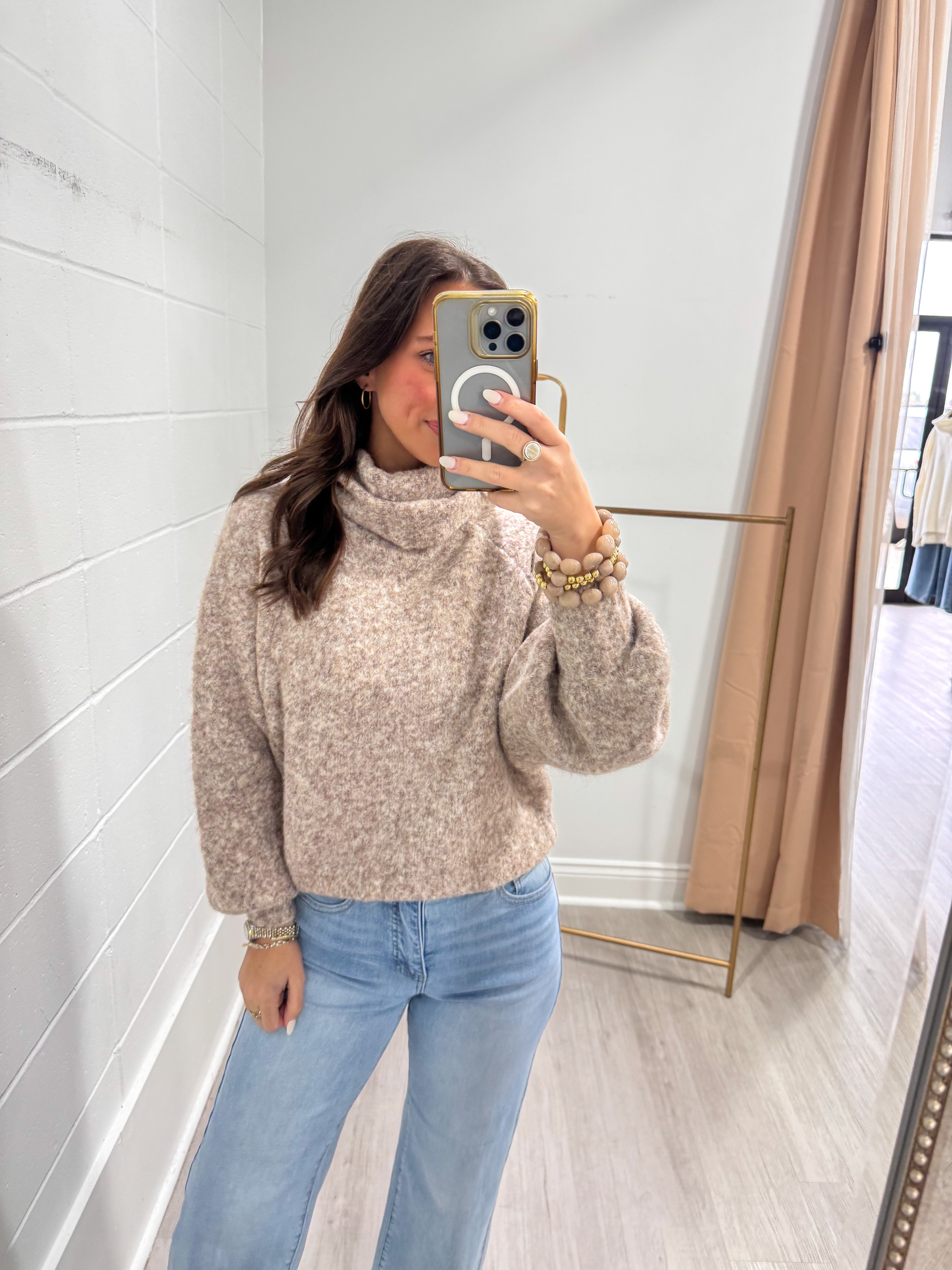 Ella Taupe Turtleneck Sweater