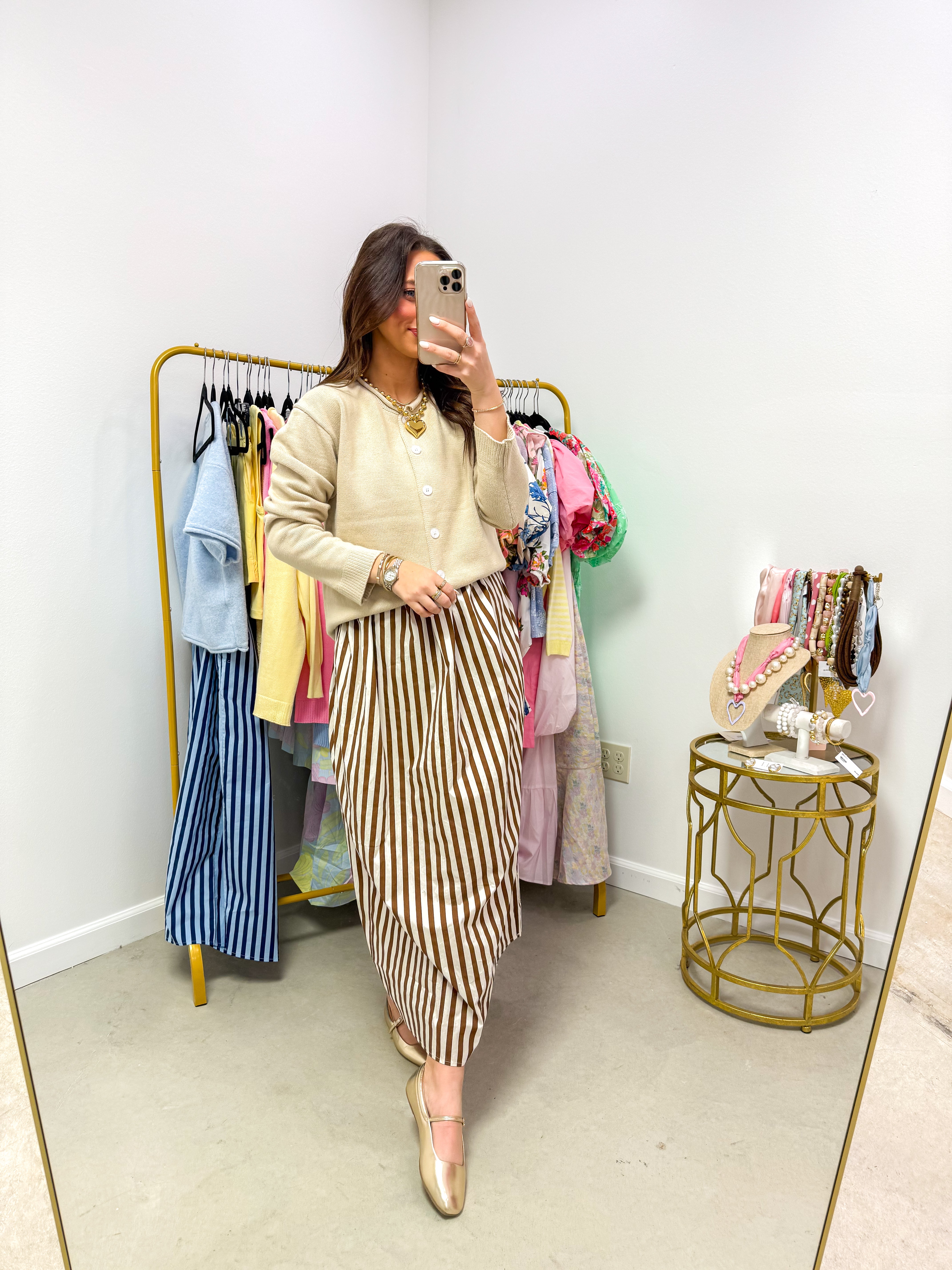 The Sweet Stripe Mocha Midi