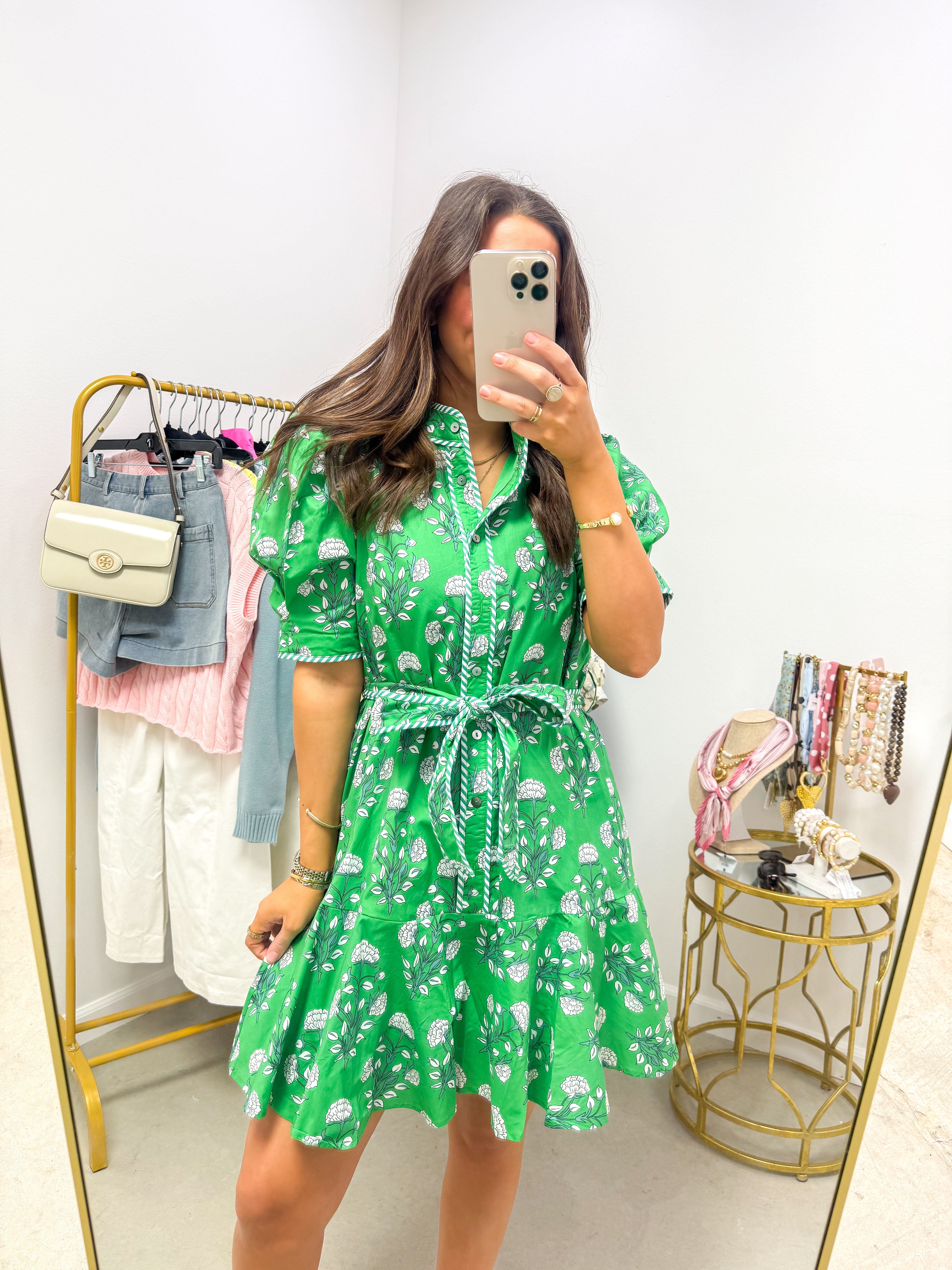 Spring Kiss Kelly Green Floral Mini