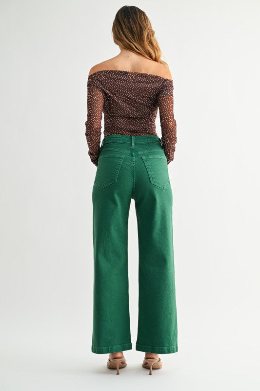 Green Patch Pocket Wide Leg